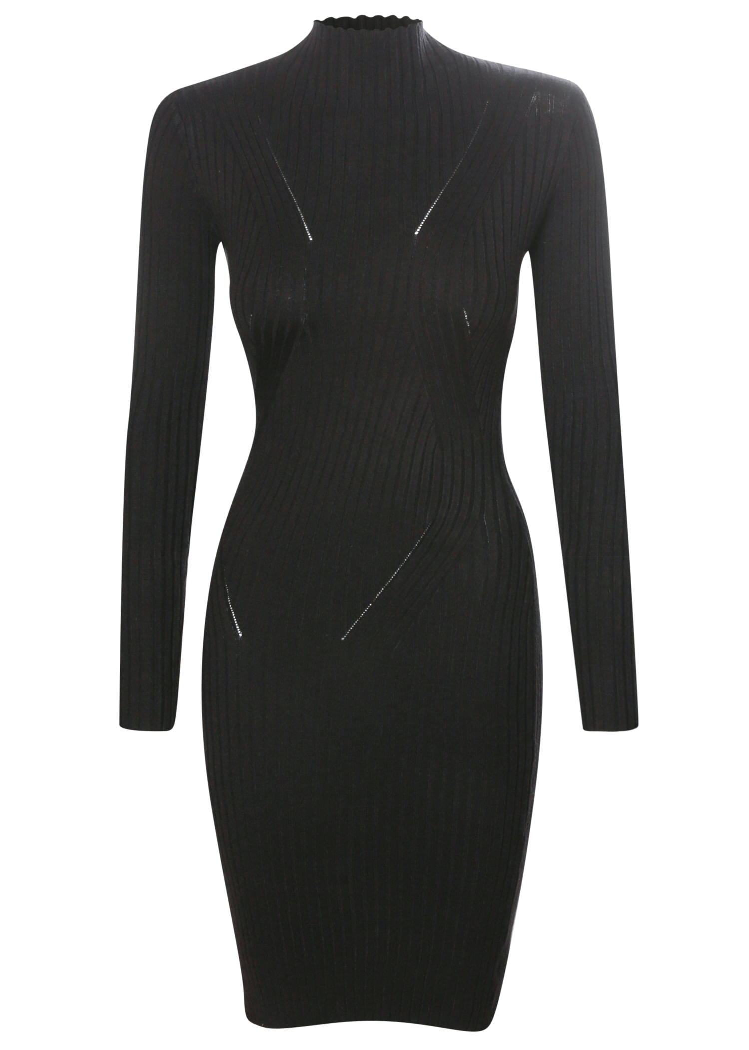 Mock Neck Ribbed Fitted Dress