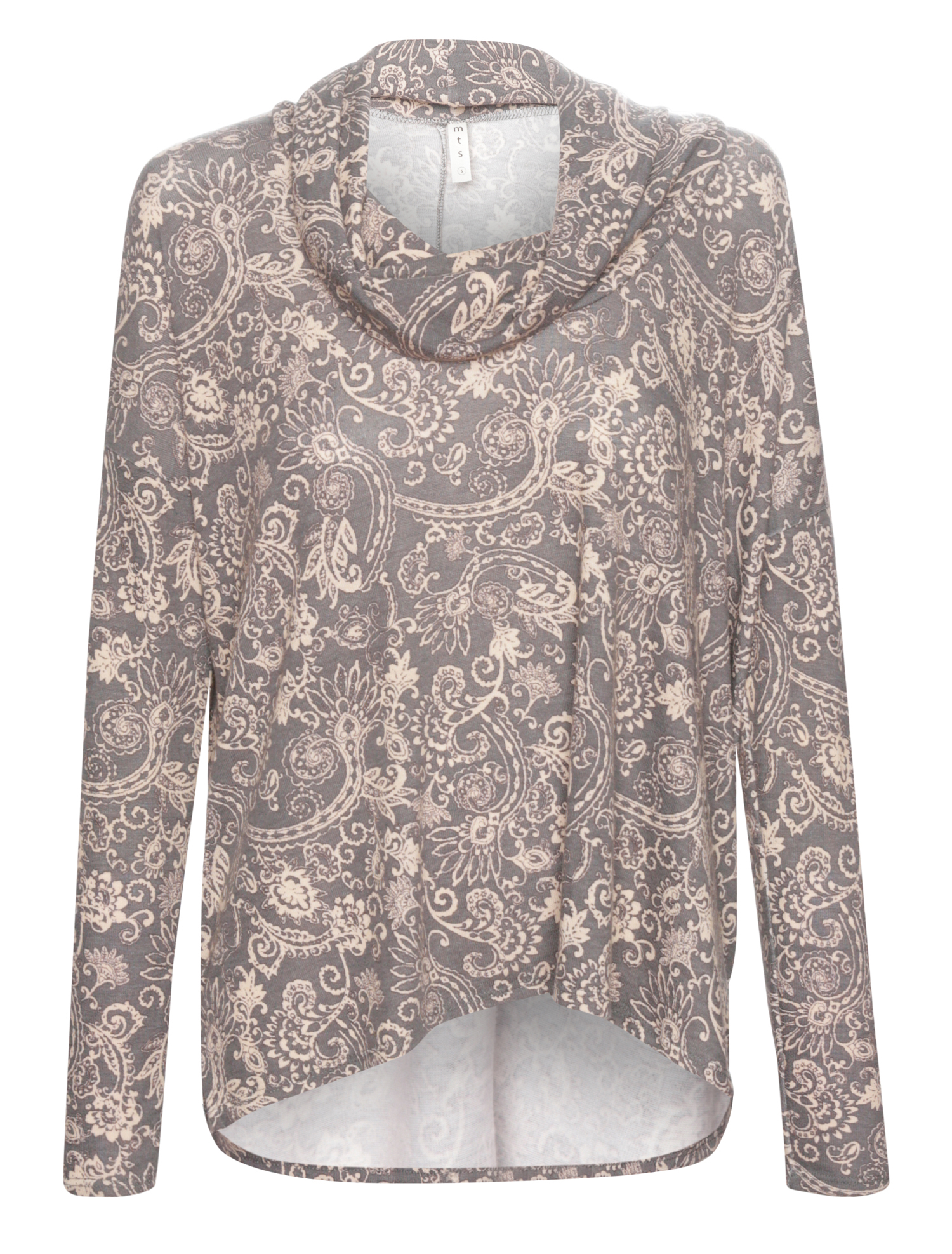 Paisley Print Cowl Neck Knit Top