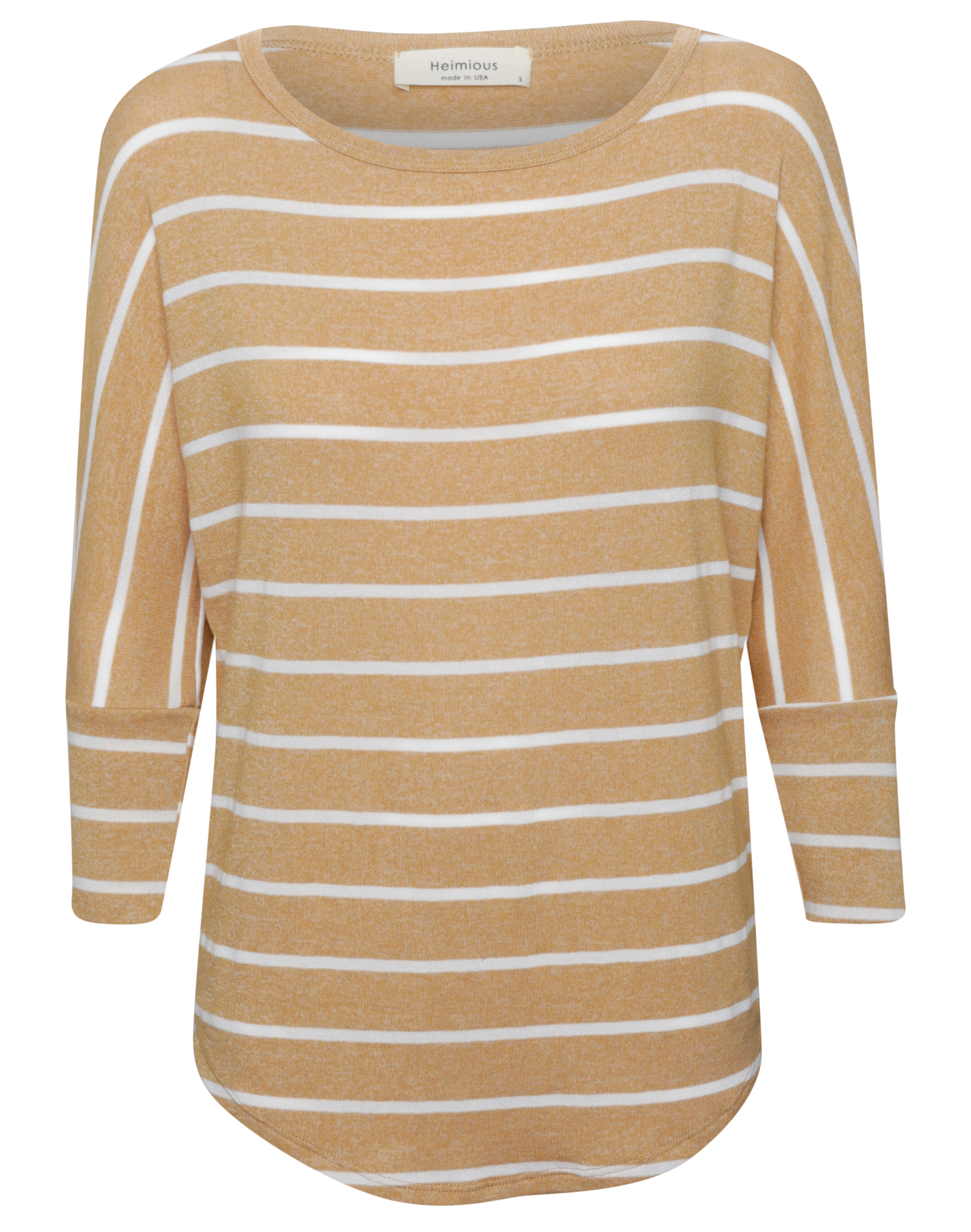 3/4 Sleeve Striped Hacci