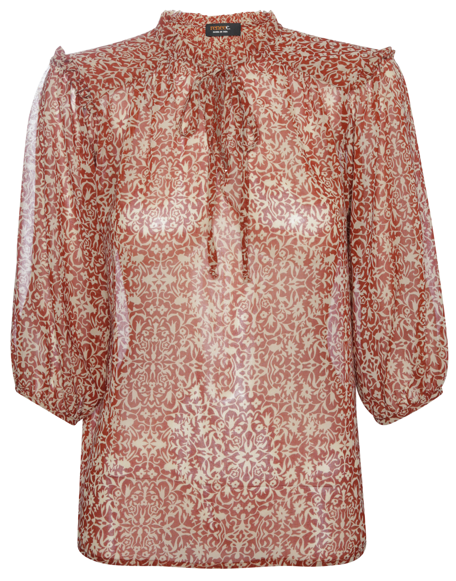 3/4 Sleeve Printed Blouse