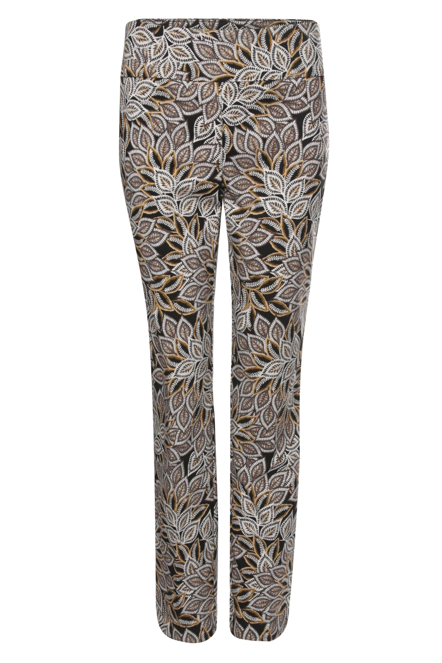 Leaf Print Slim Straight Pants