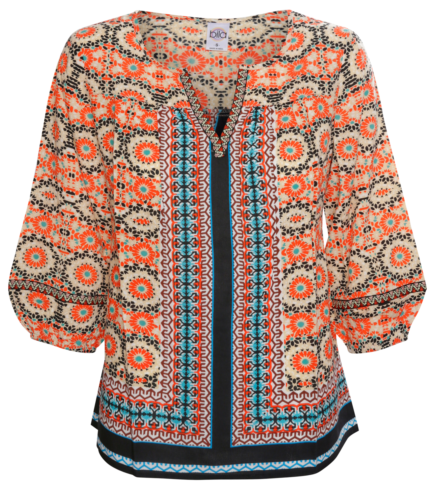 Split Neck Printed Top
