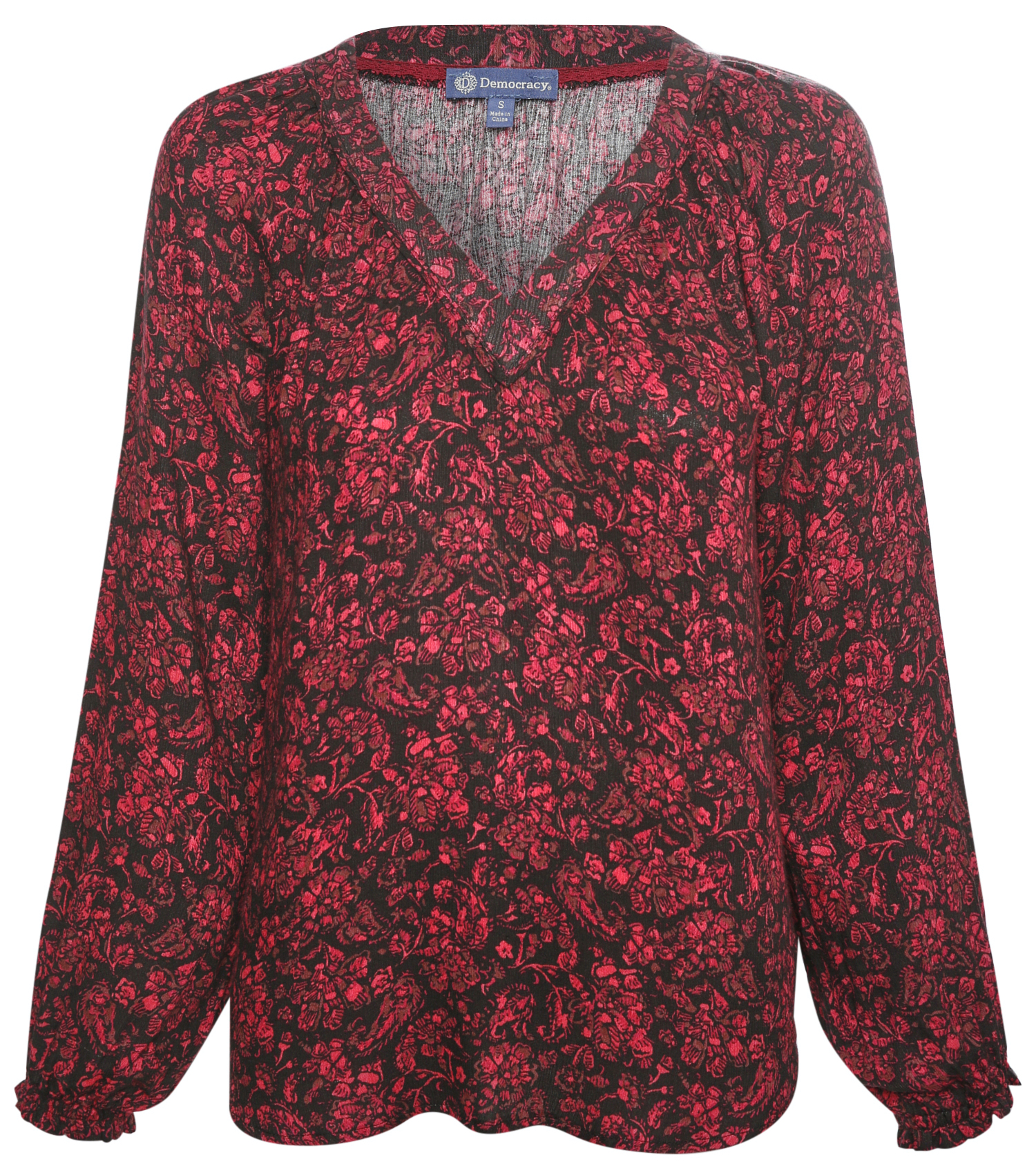 Democracy V-Neck Floral Paisley Print Blouse