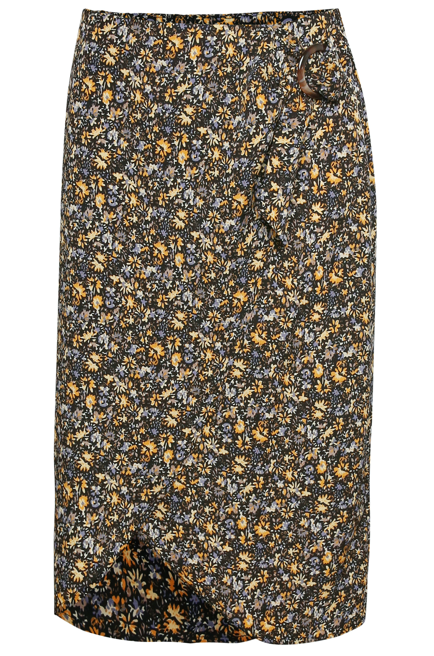 Floral Wrap Midi Skirt