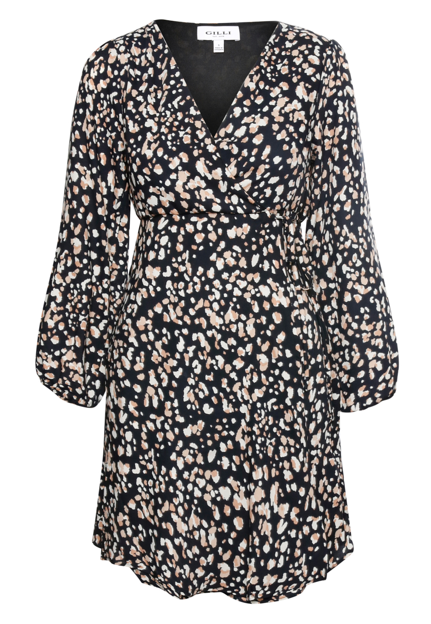 Animal Print Faux Wrap Dress