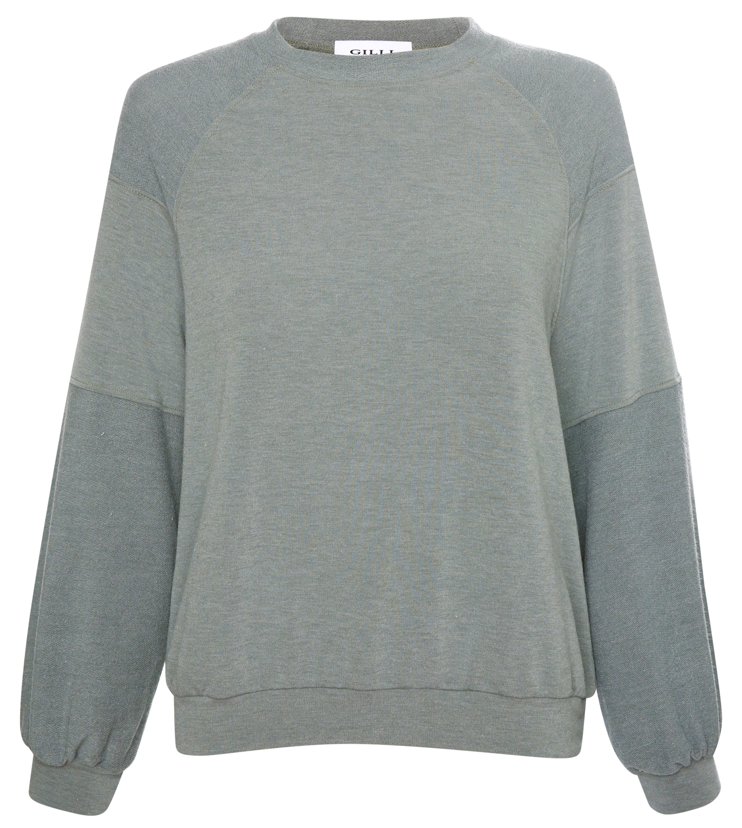 Long Sleeve Crew Neck Fabric Block Top