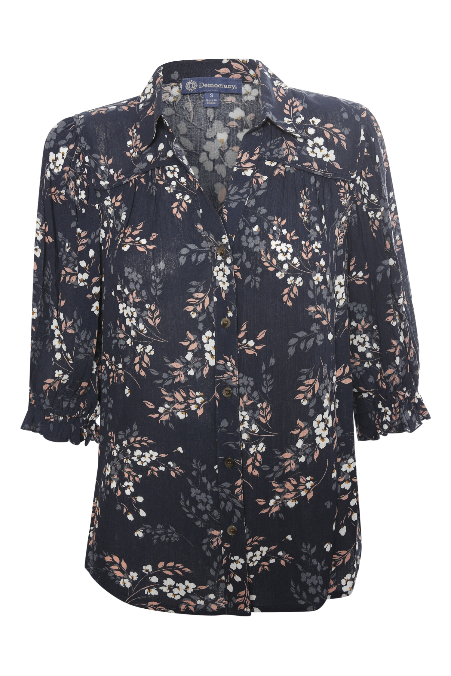 Democracy Button Down Floral Print Top