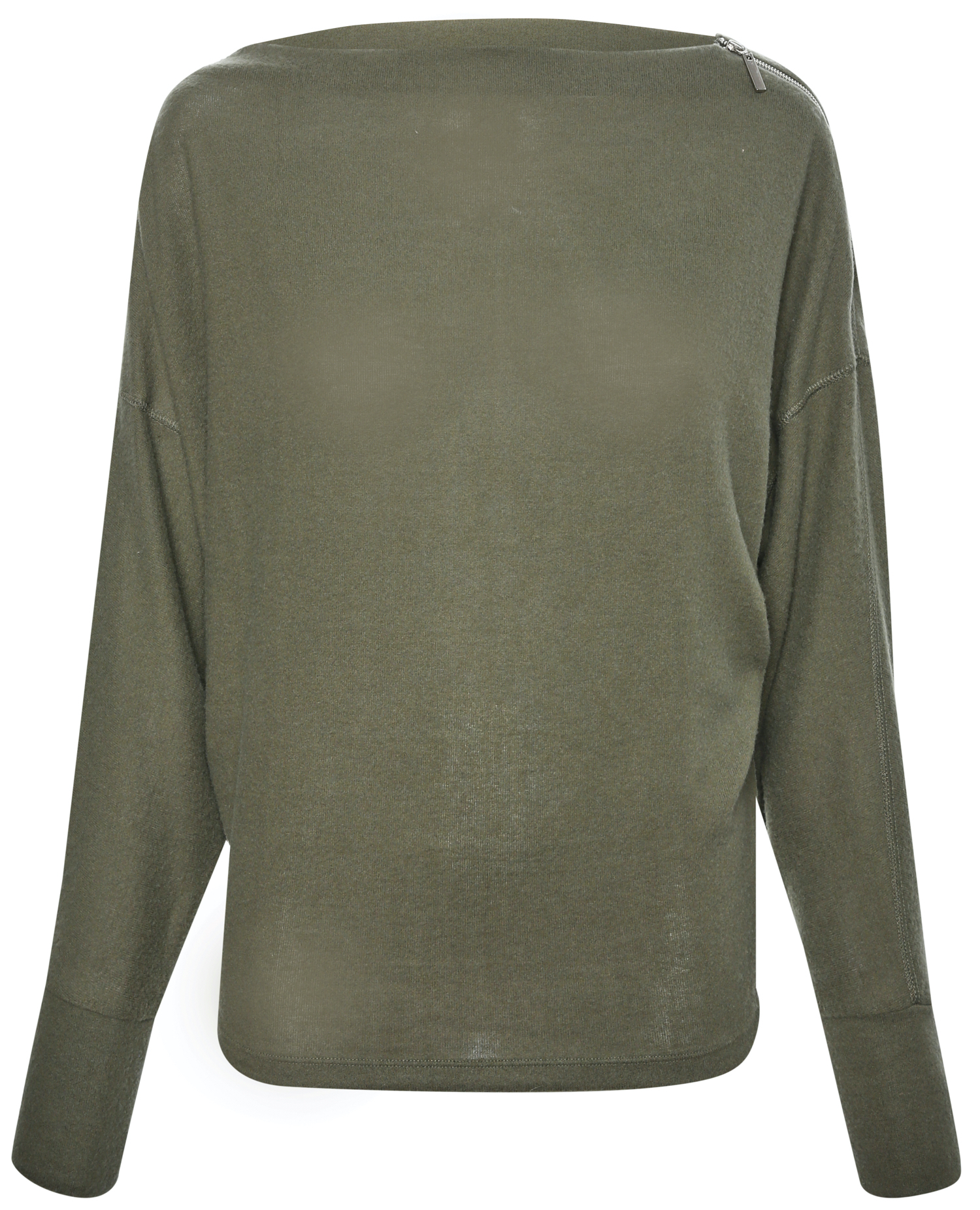 Katie Zipped Boat Neck Brushed Knit Top