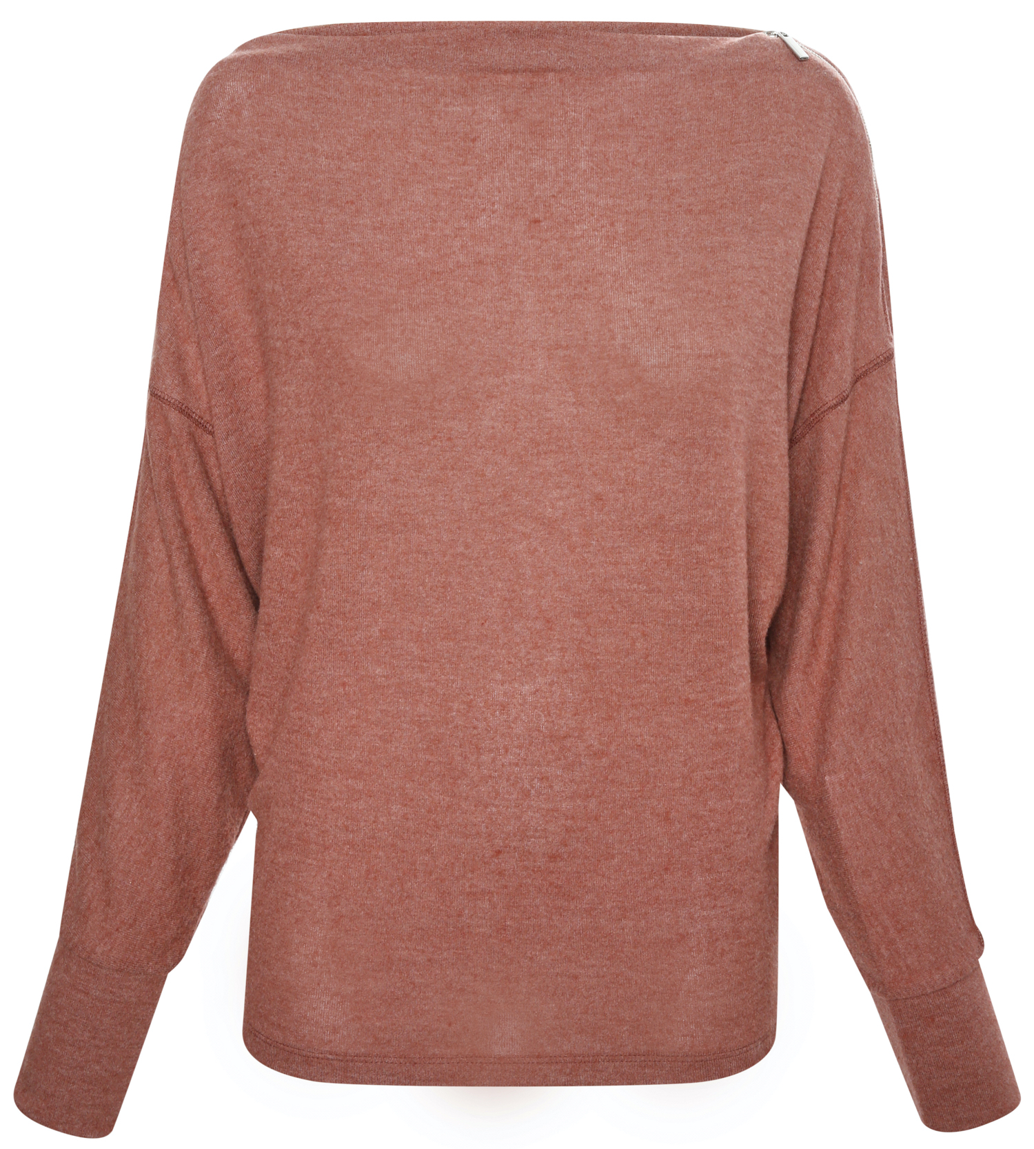 Katie Zipped Boat Neck Brushed Knit Top