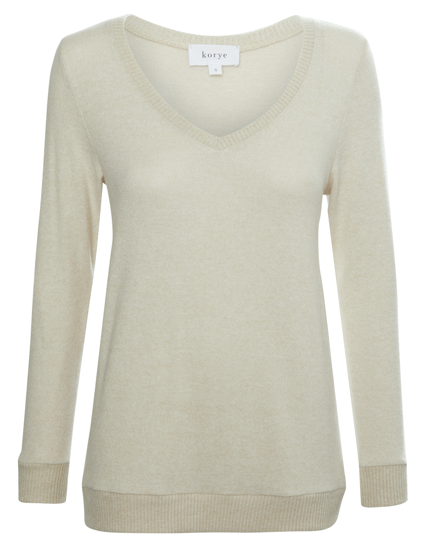 V-Neck Contrast Ribbed Brushed Top