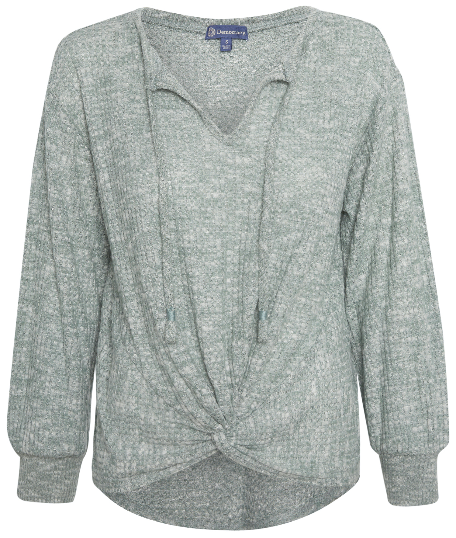 Democracy Tie Front Long Sleeve Top