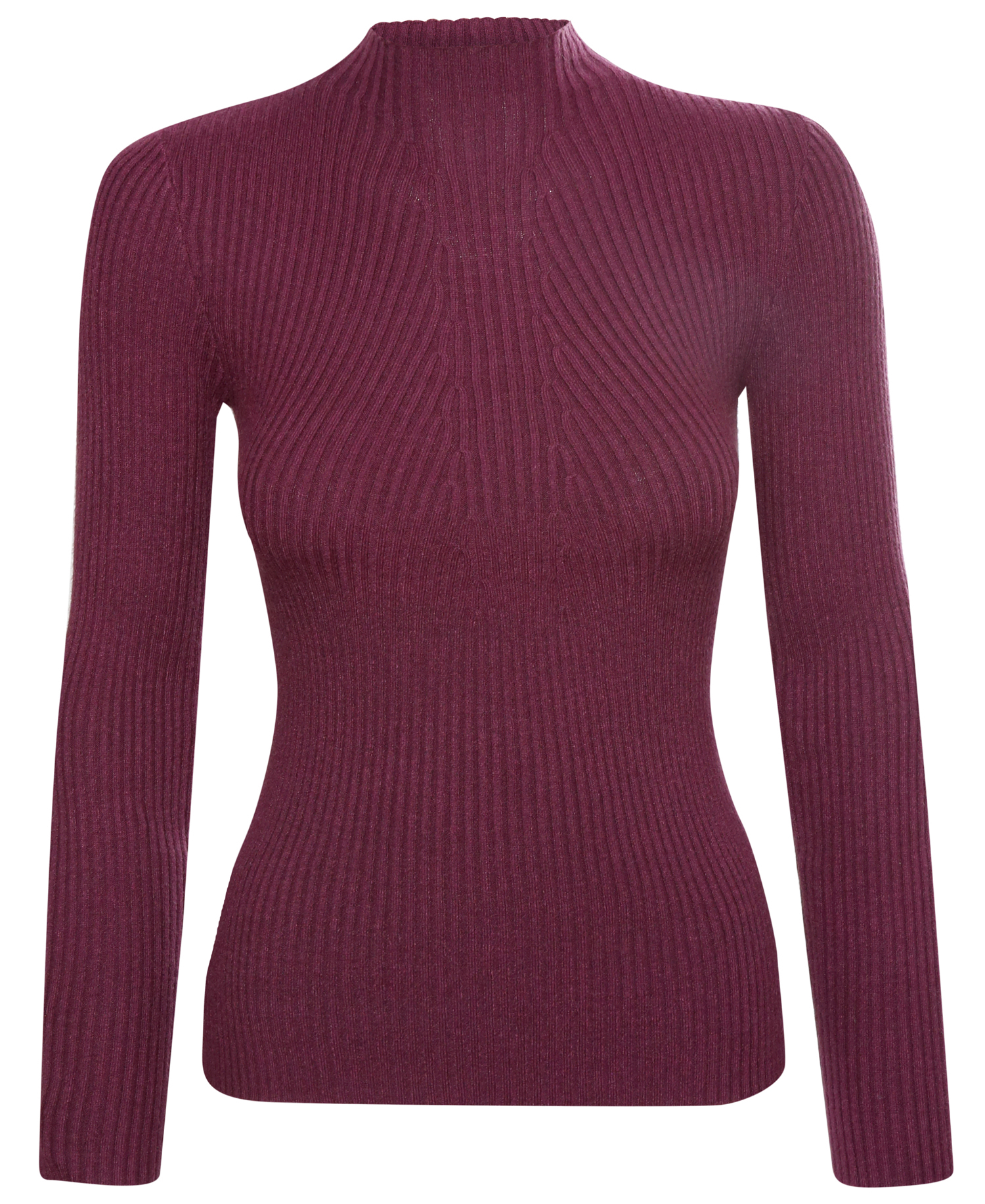 Mock Neck Ribbed Long Sleeve Top