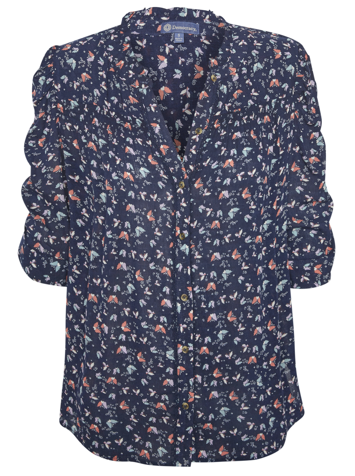 Democracy Button Down Print Top