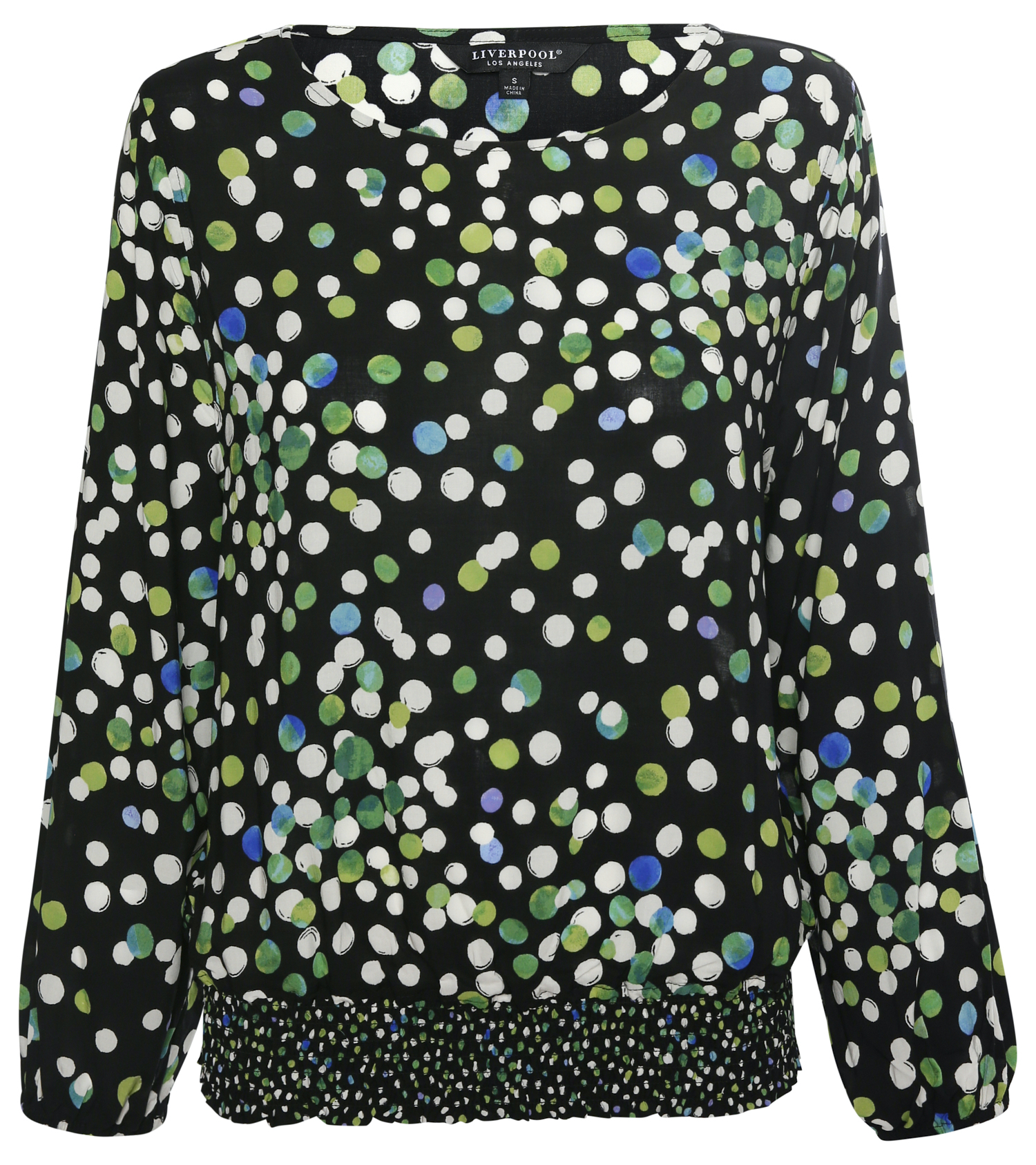 Liverpool Polka Dot Puff Sleeve Top