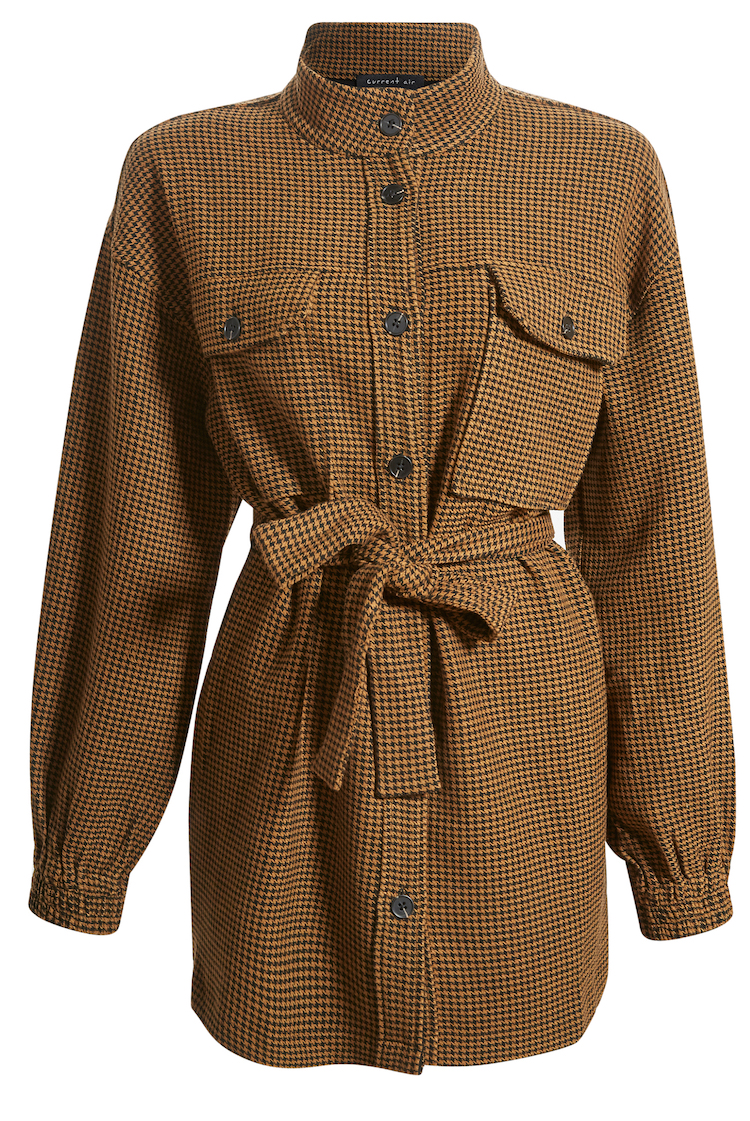 Current Air Houndstooth Oversized Jacket with Belt Tie