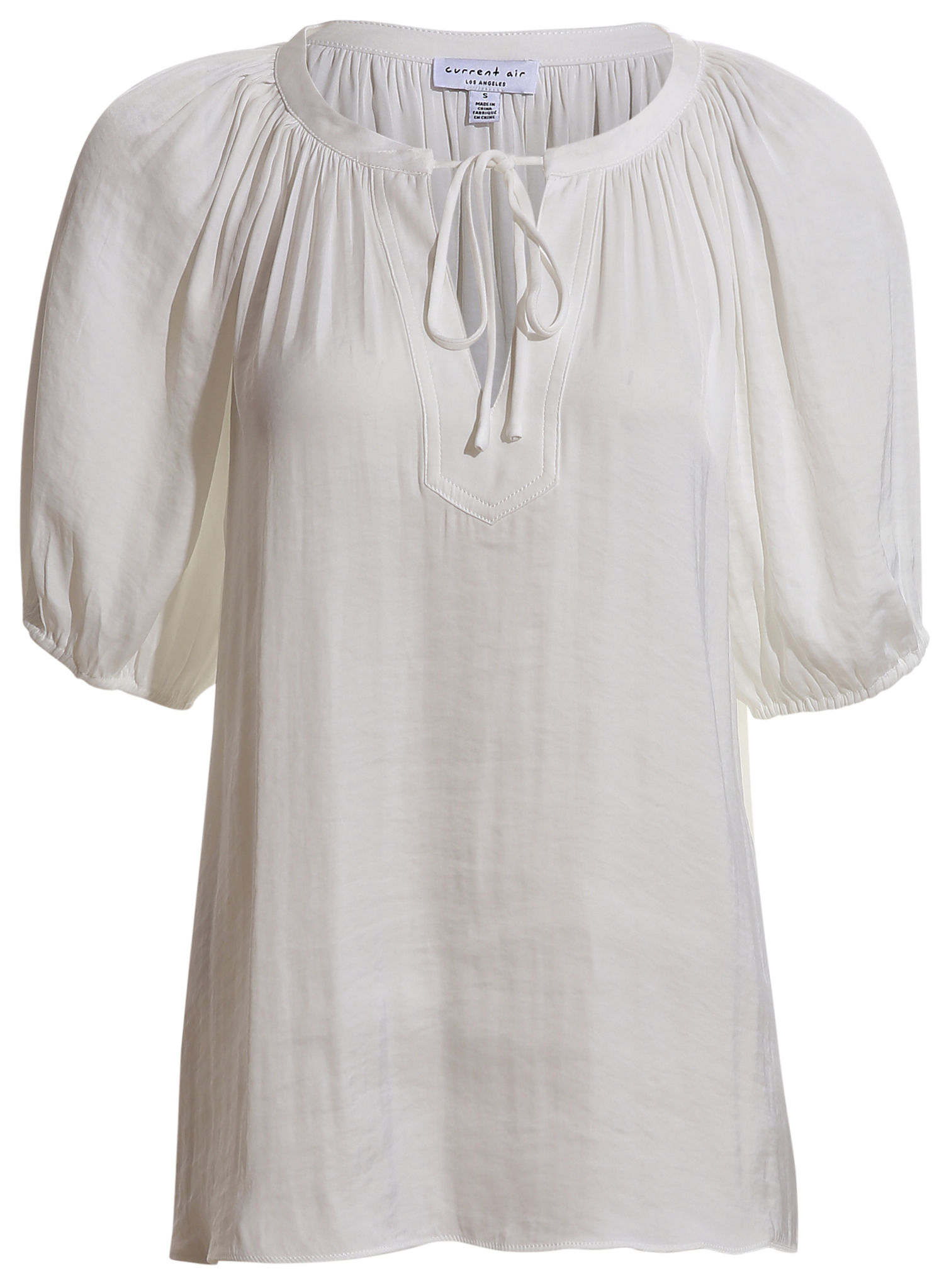 Split Neck Tie Blouse