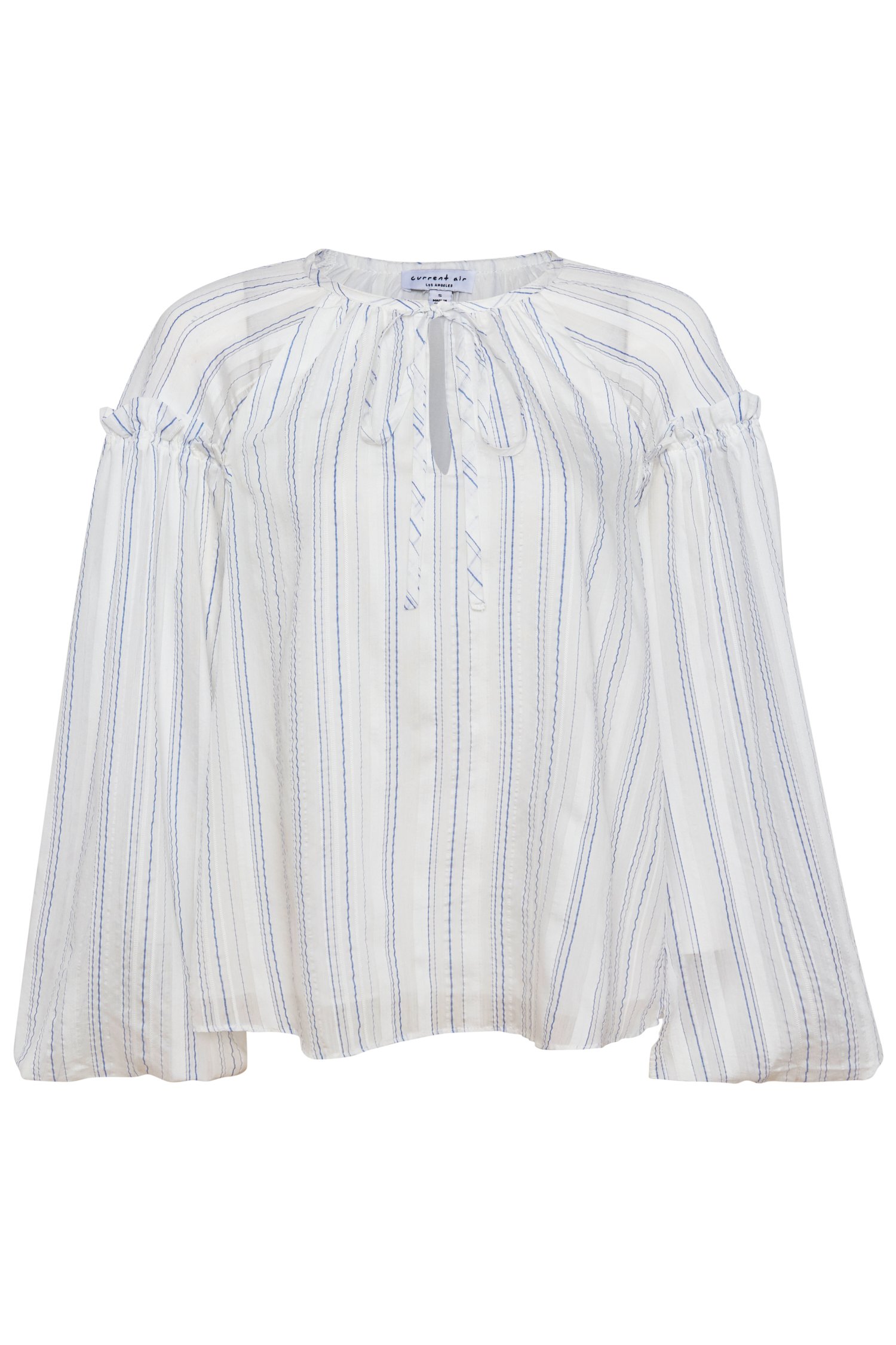 Current Air Split Neck with Self Tie Long Bell Sleeve Blouse