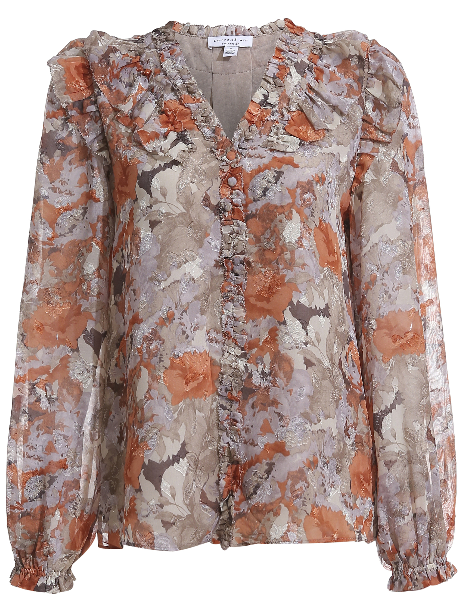 Floral Print Top With Ruffles