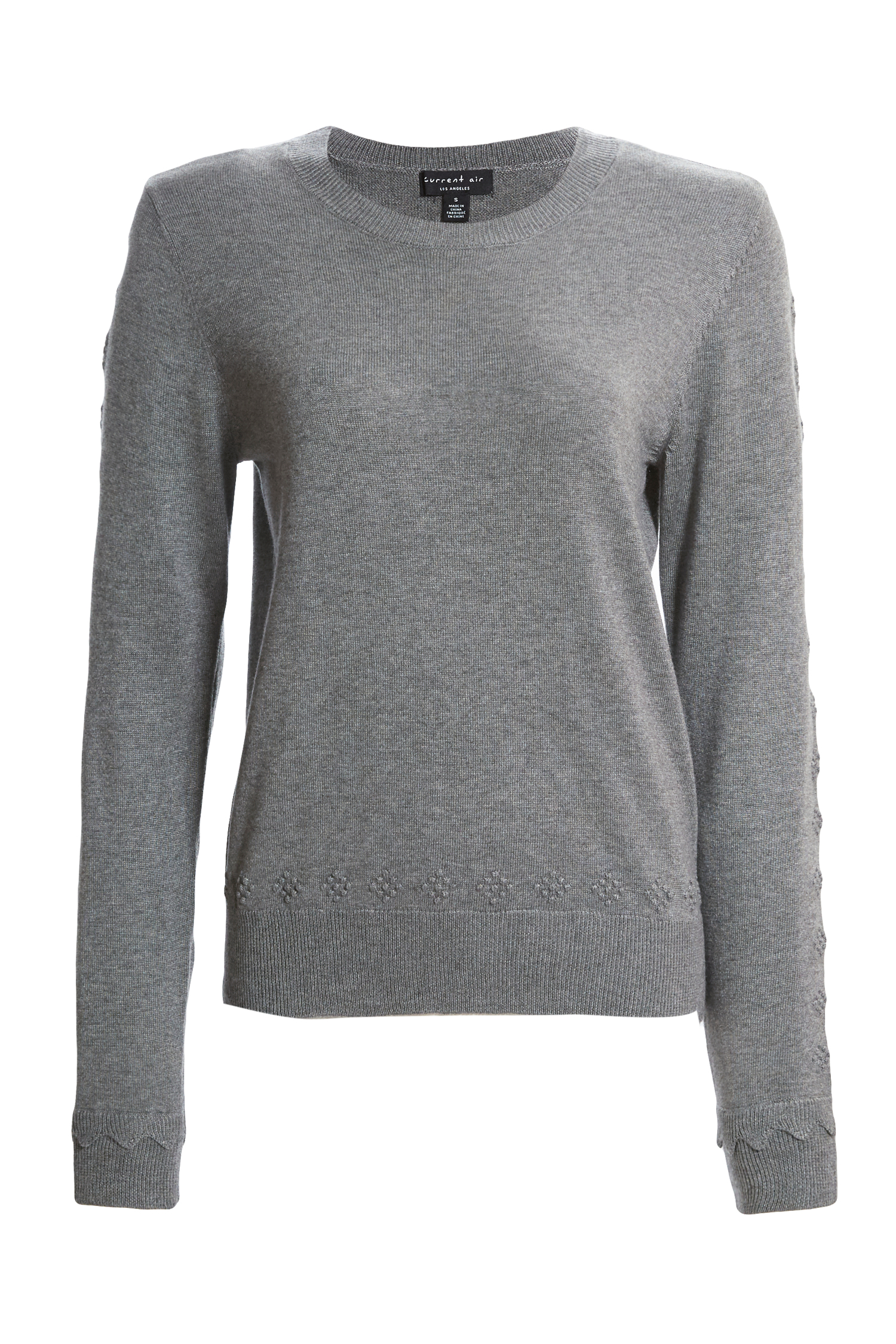 Crew Neck Sweater With Embroidery Stitching