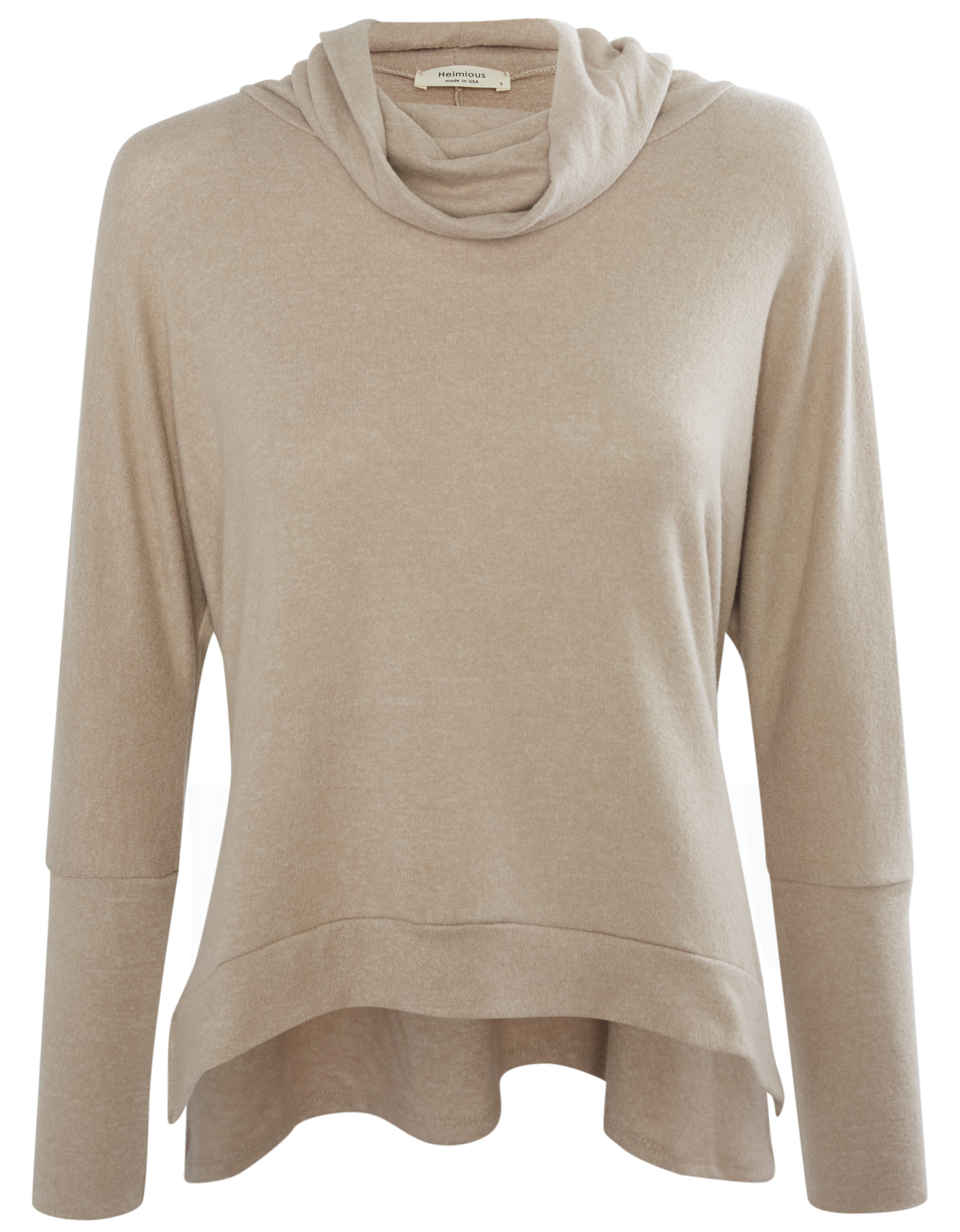 Cowl Neck Brushed Long Sleeve Top