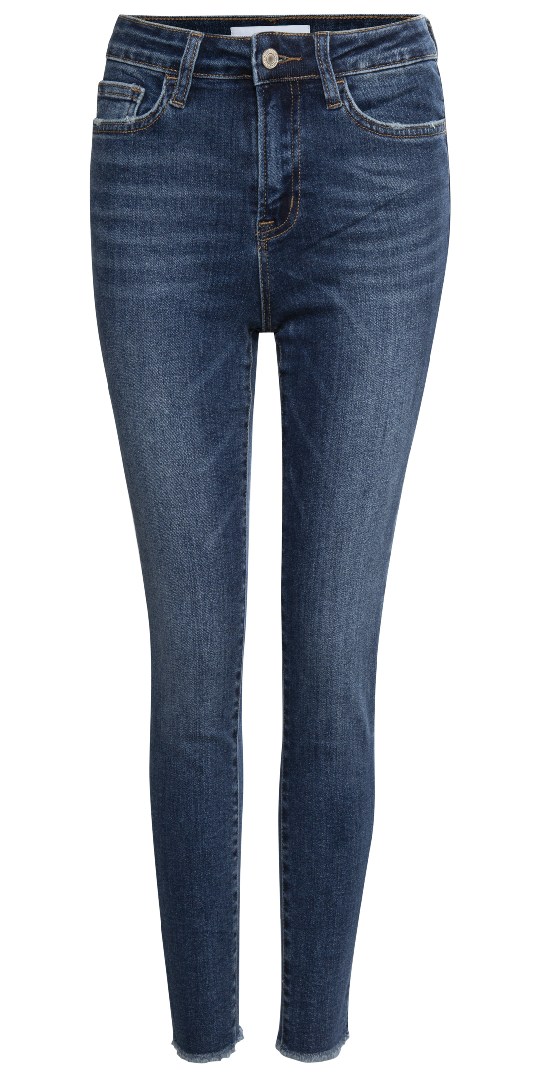 High Rise Raw Hem Crop Denim