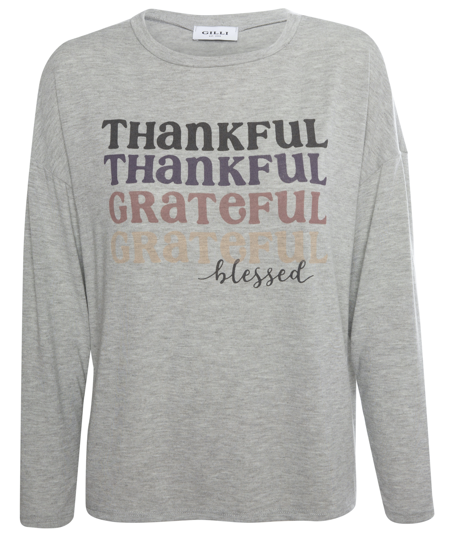'Thankful/Grateful/Blessed' Graphic Print Top