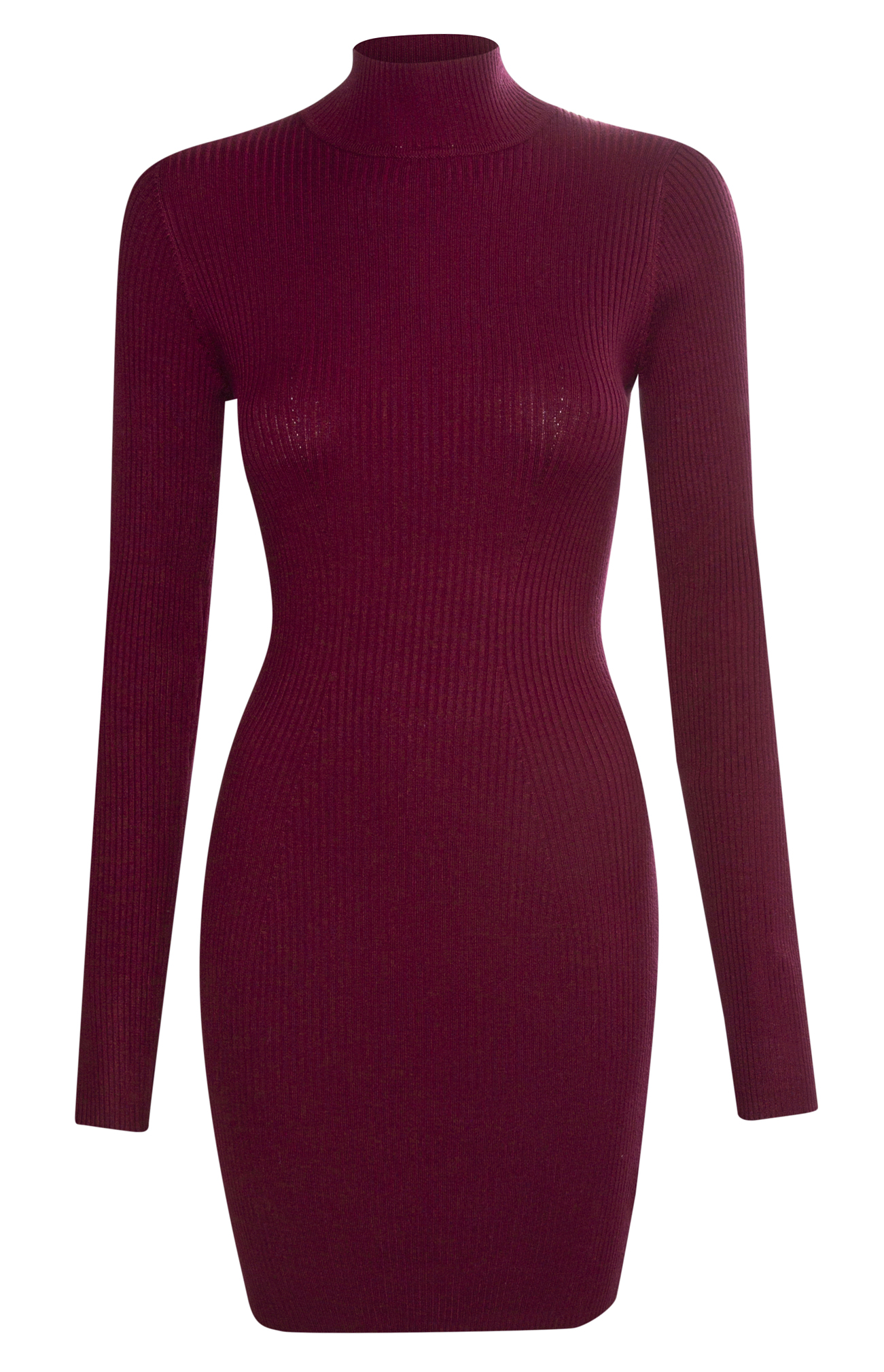 Mock Neck Fitted Rib Dress