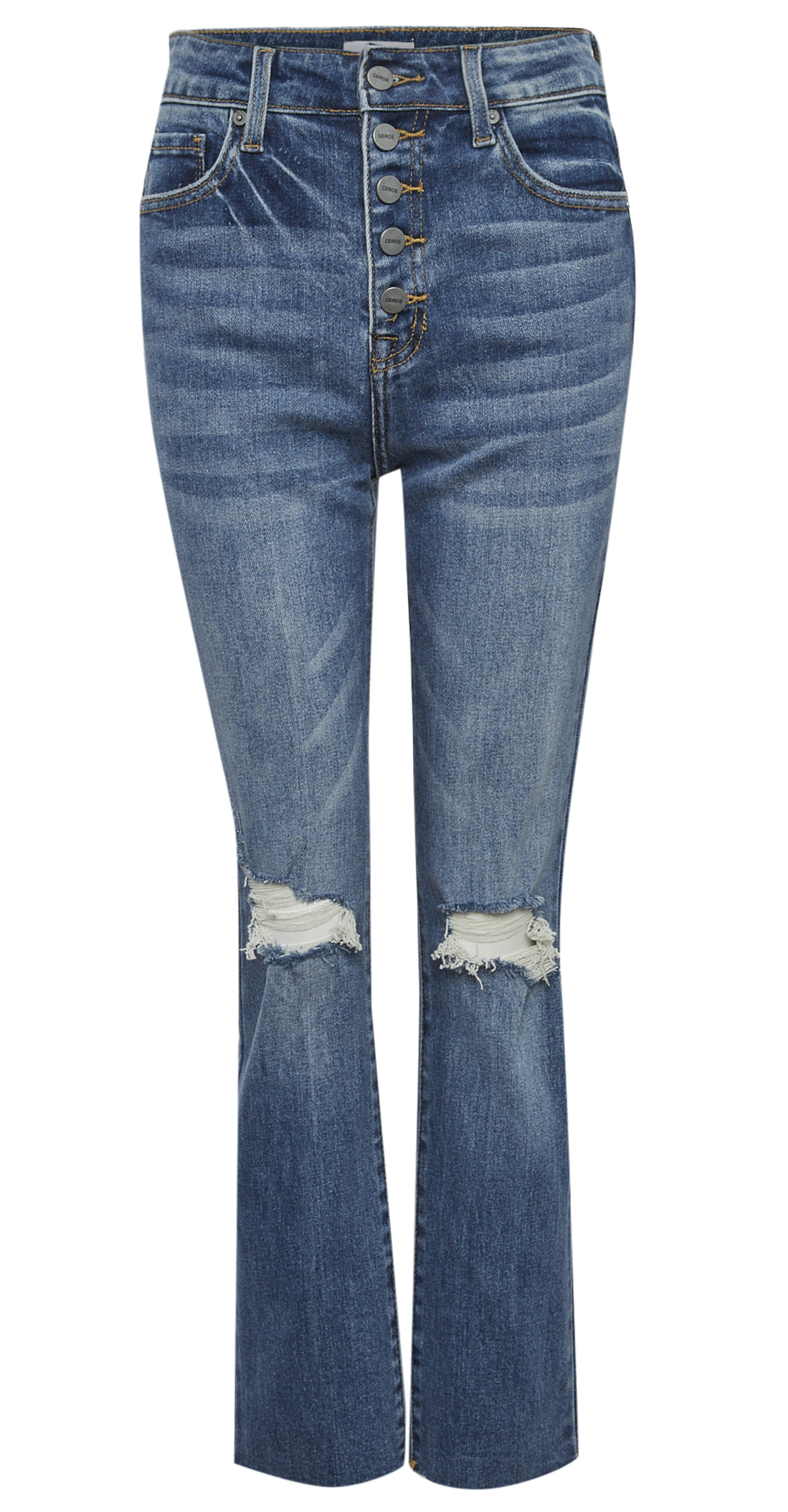 Button Fly Straight Ankle Jeans