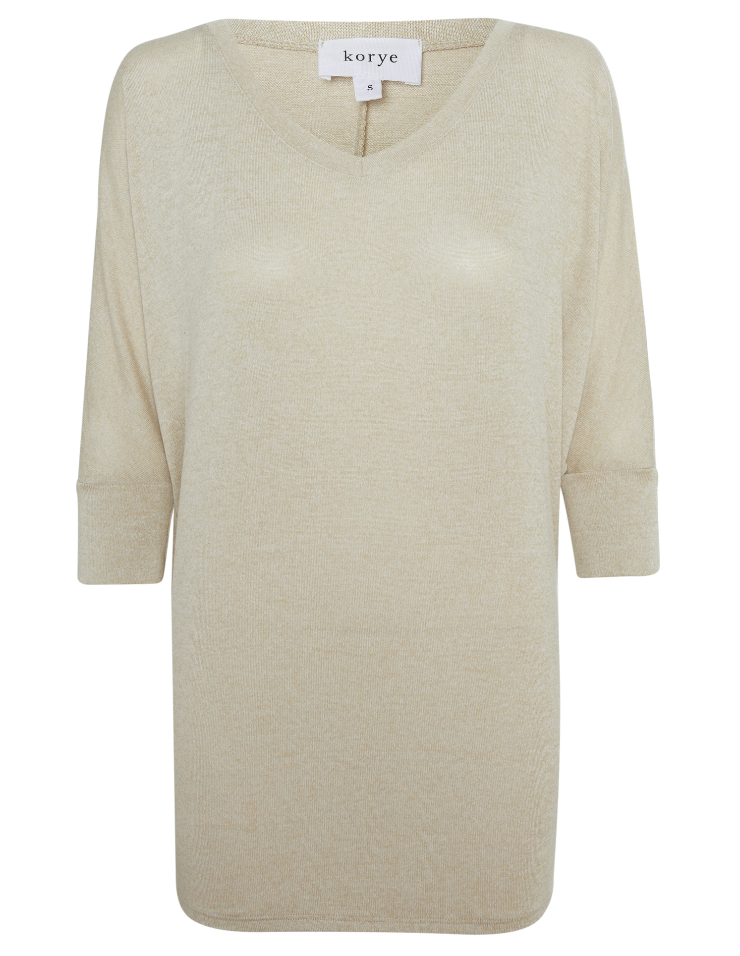 Nadia Quarter Sleeve Dolman V-Neck Hacci Top