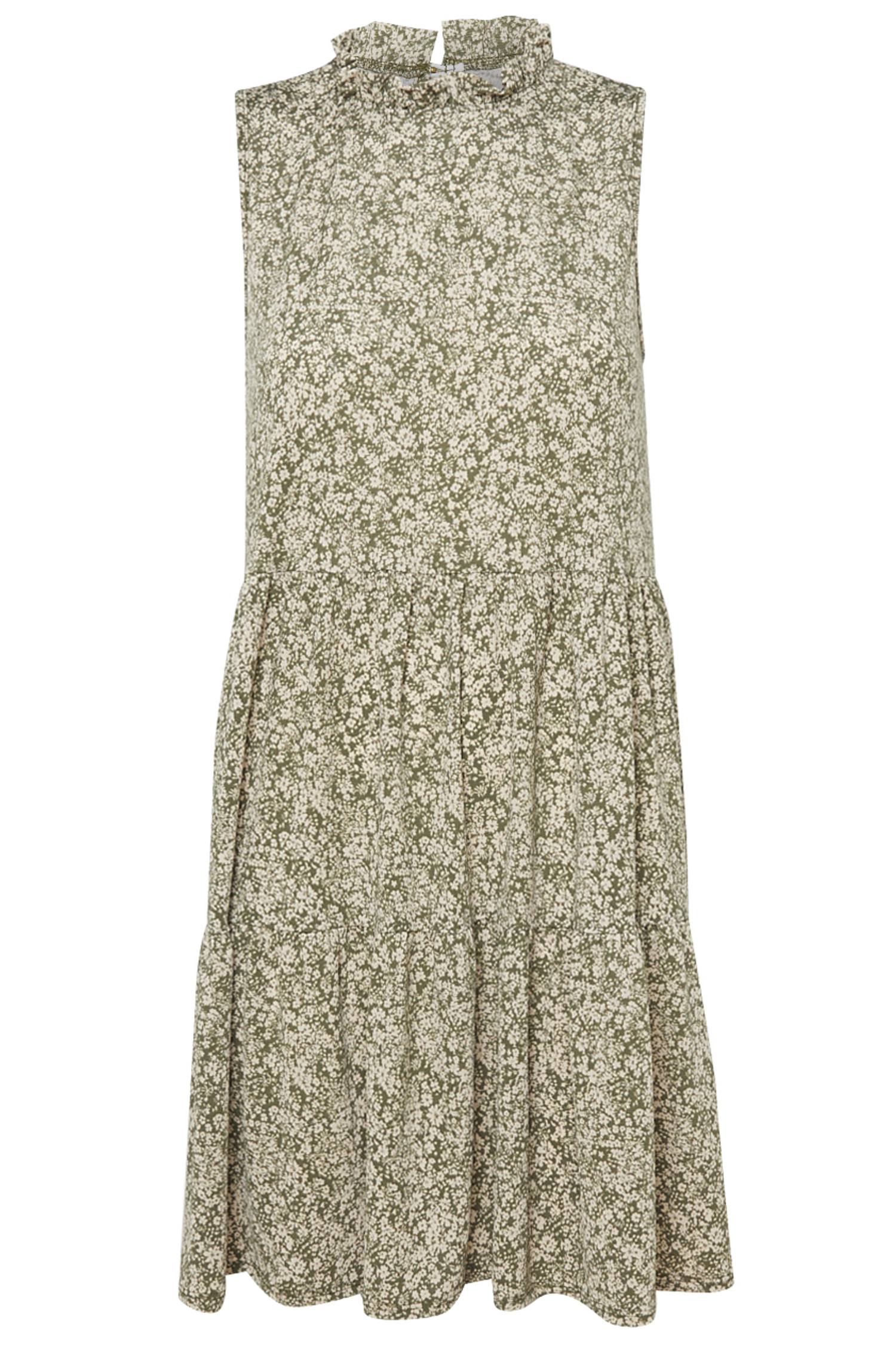 Ruffle Neck Printed Dress