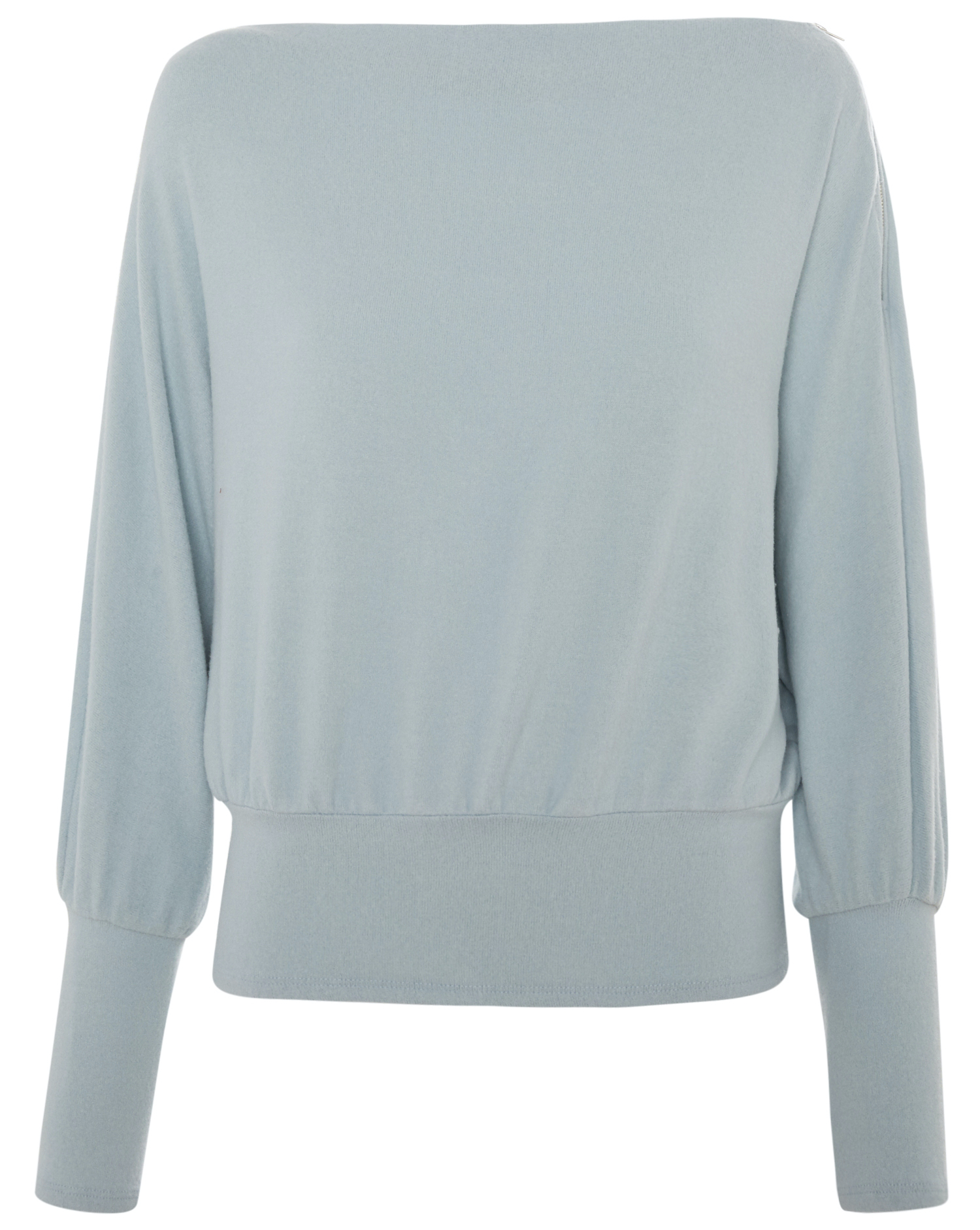 Long Sleeve Boat Neck Shoulder Zipper Top