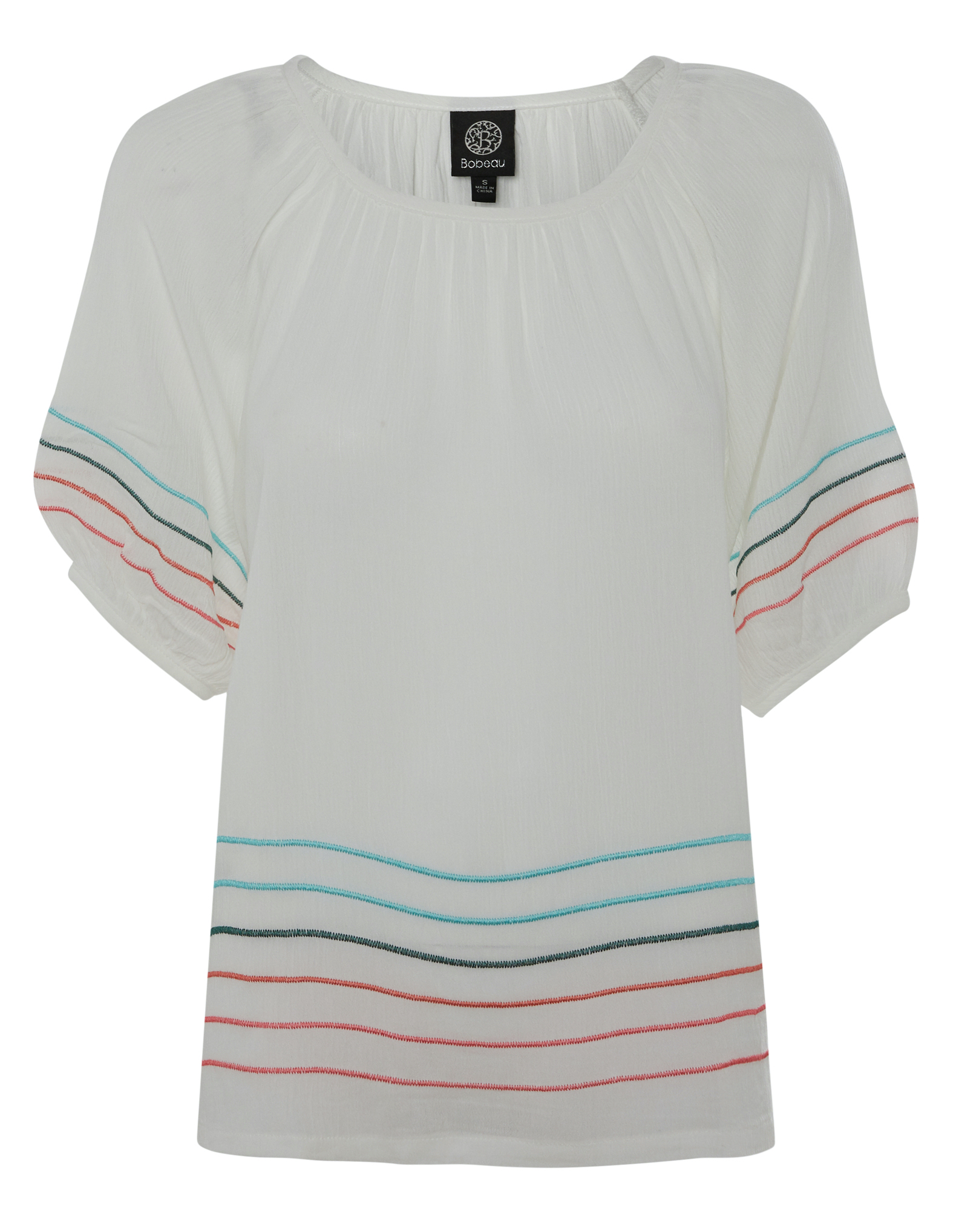 Short Sleeve Top with Embroidery