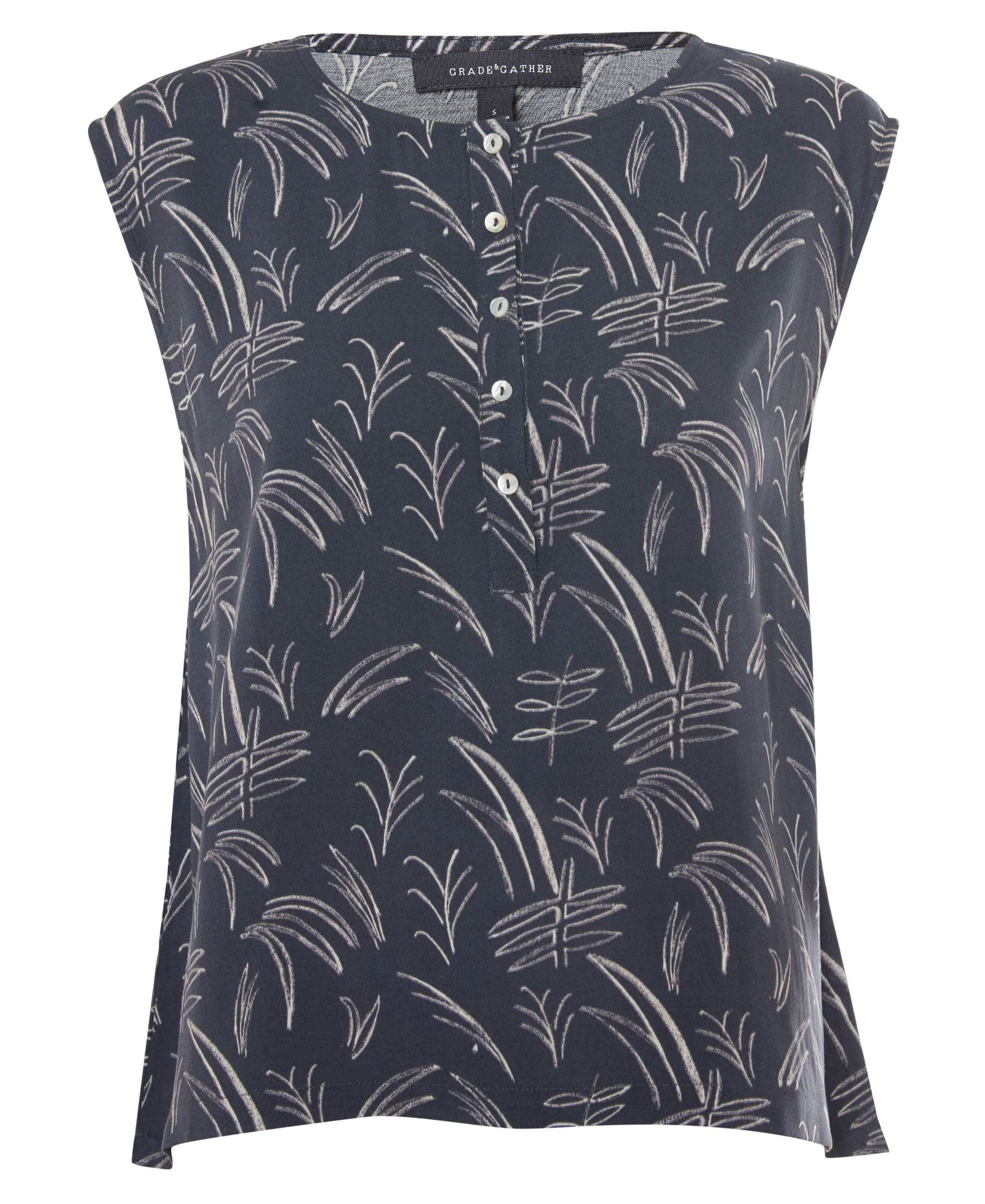 Leaf Print Button Tank