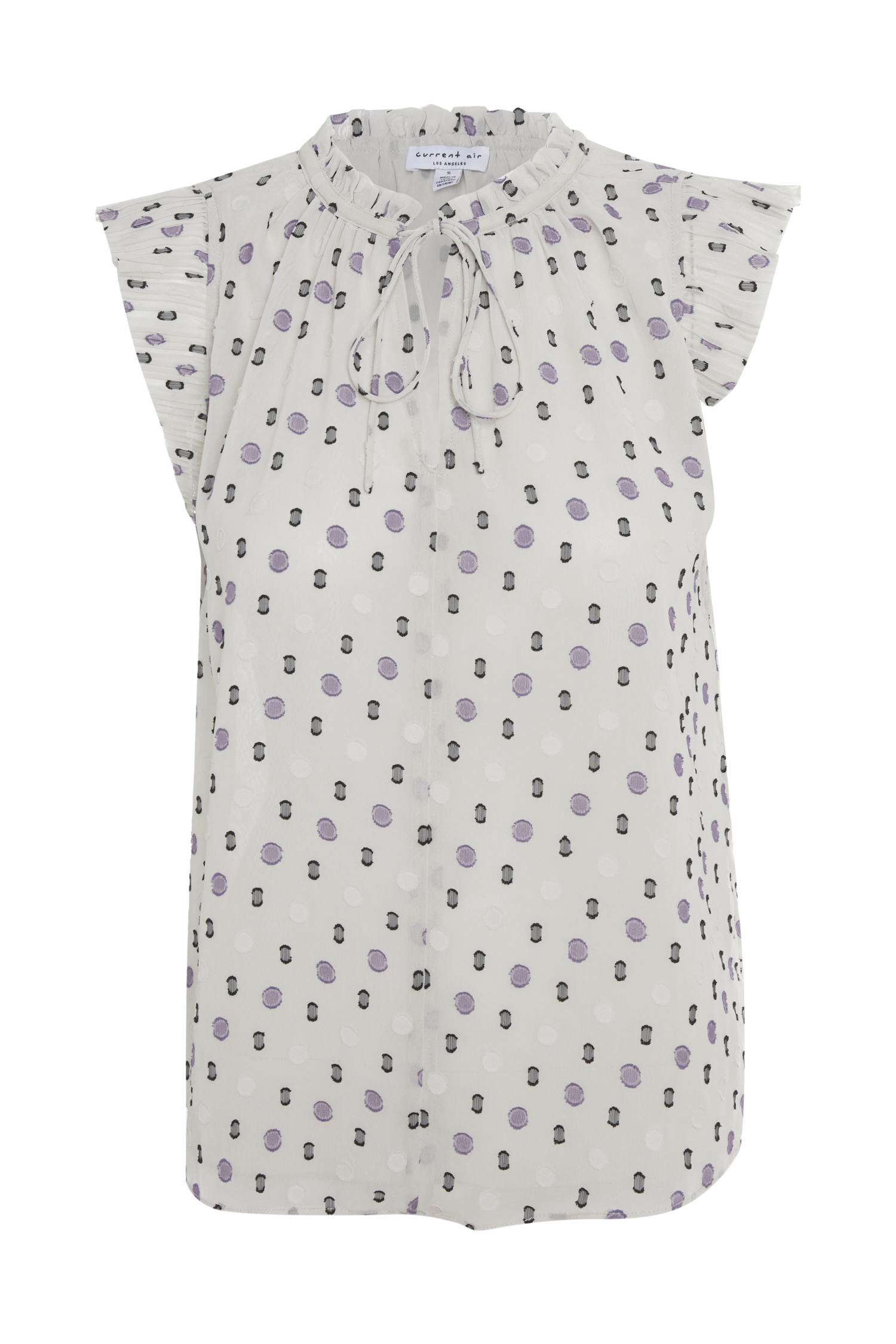 Dotted Jacquard Pleated Top