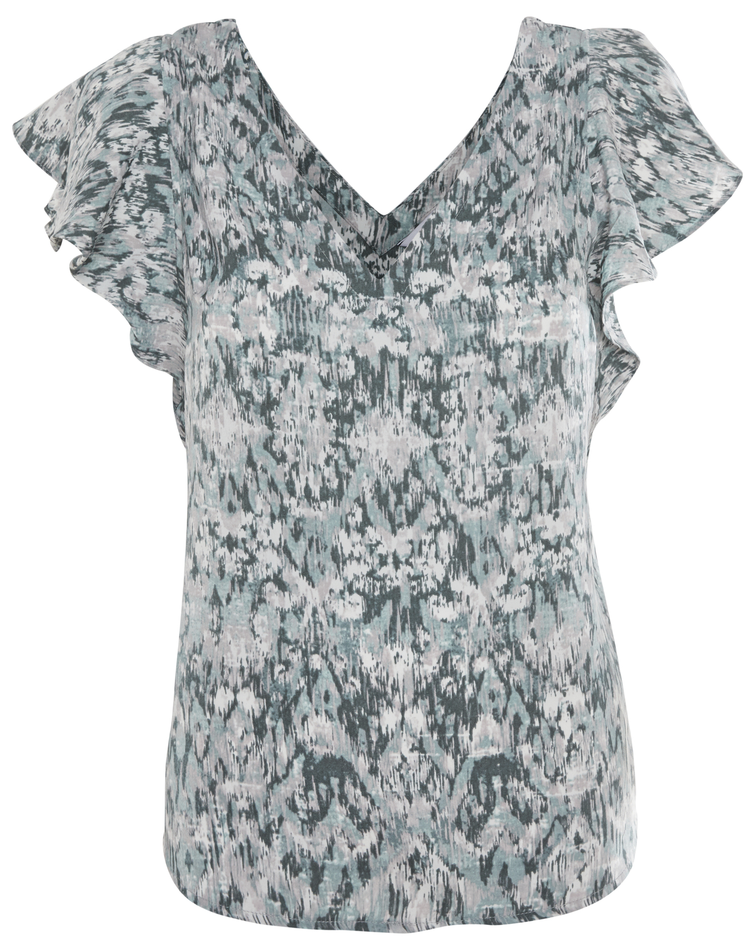 Liverpool Double V-Neck Flutter Sleeve Top