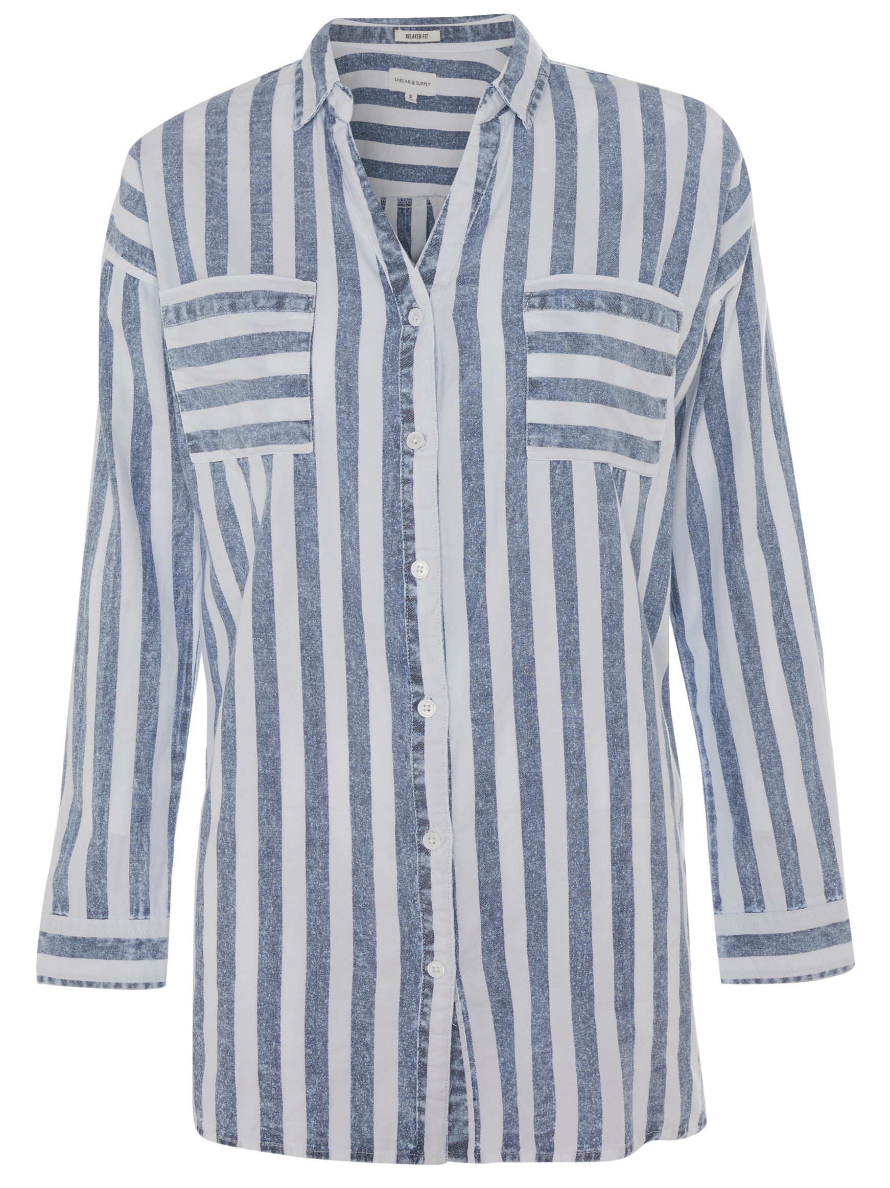 Thread & Supply Striped Button Front Top