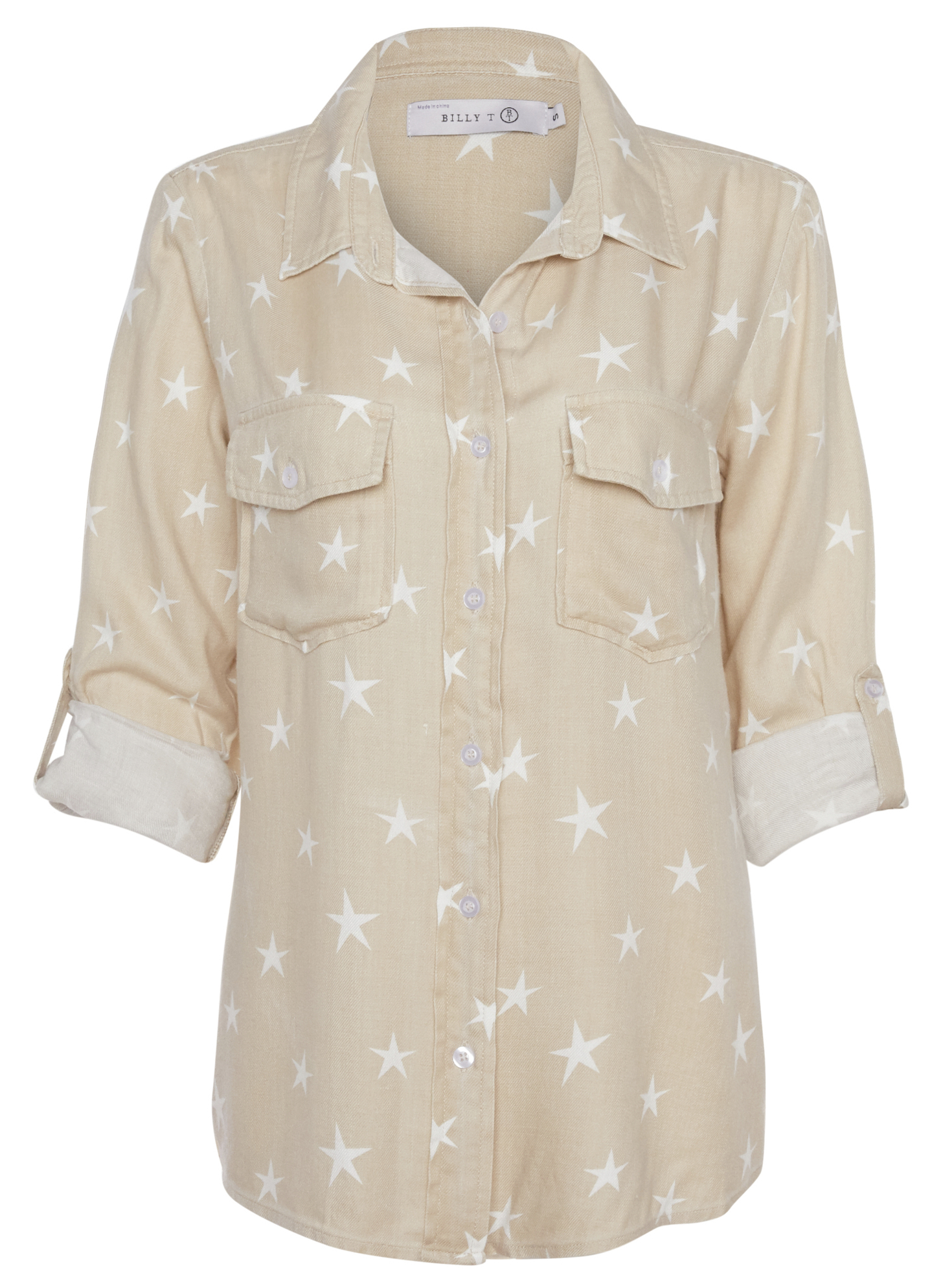 Button Front Stars Rolled Cuff Shirt