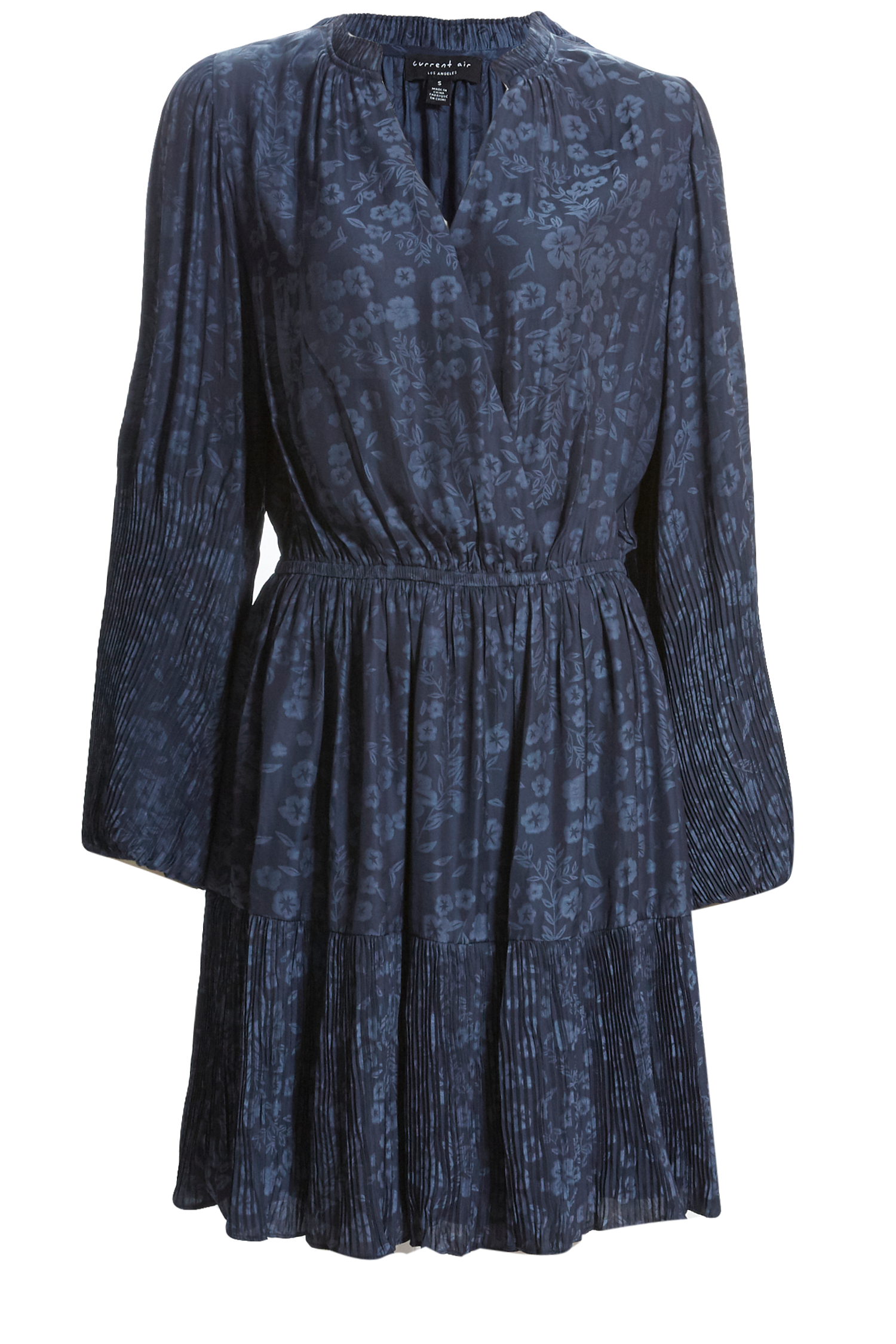 Long Sleeve Pleated Mini Dress