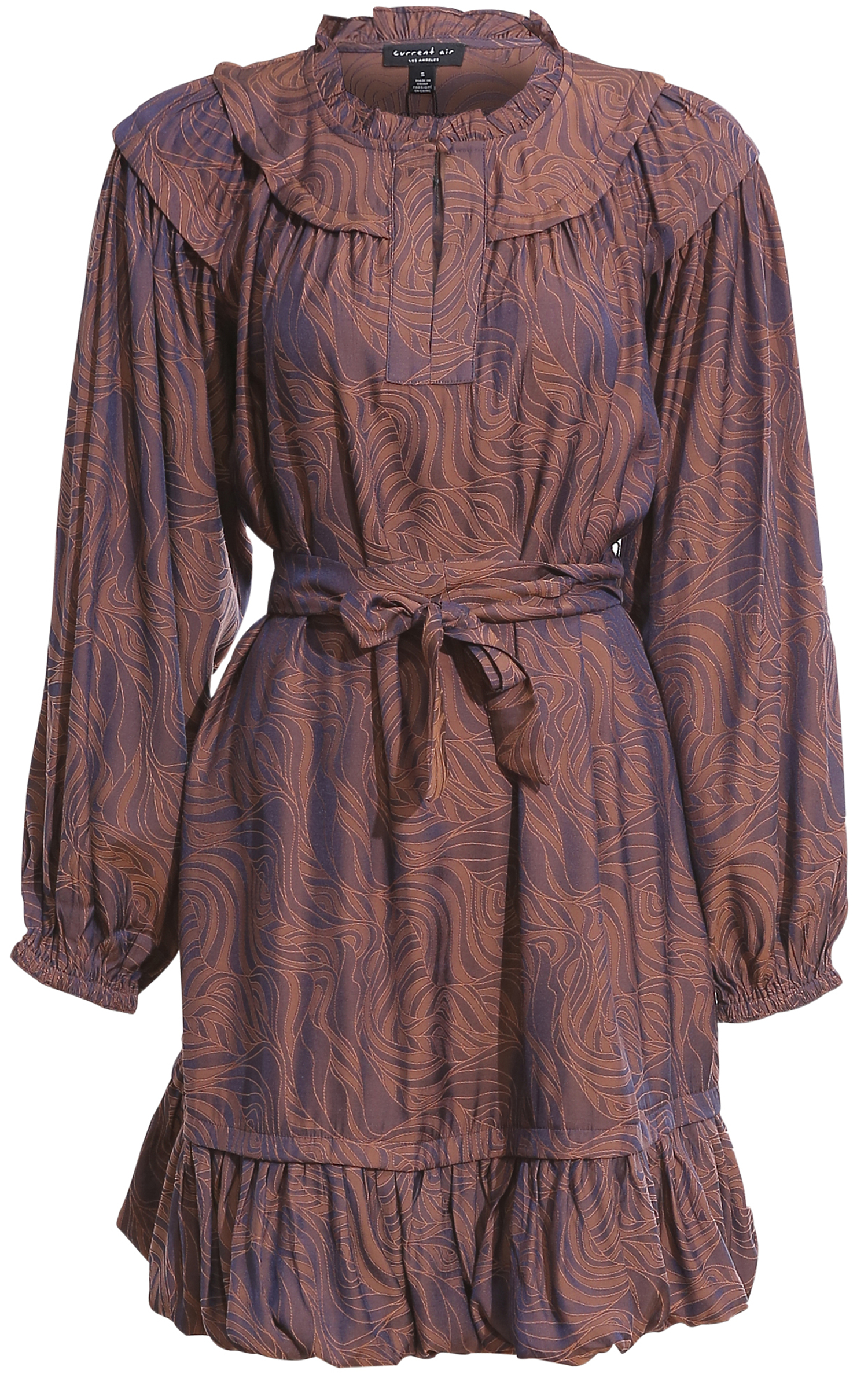 Ruffled Split Neck Mini Dress