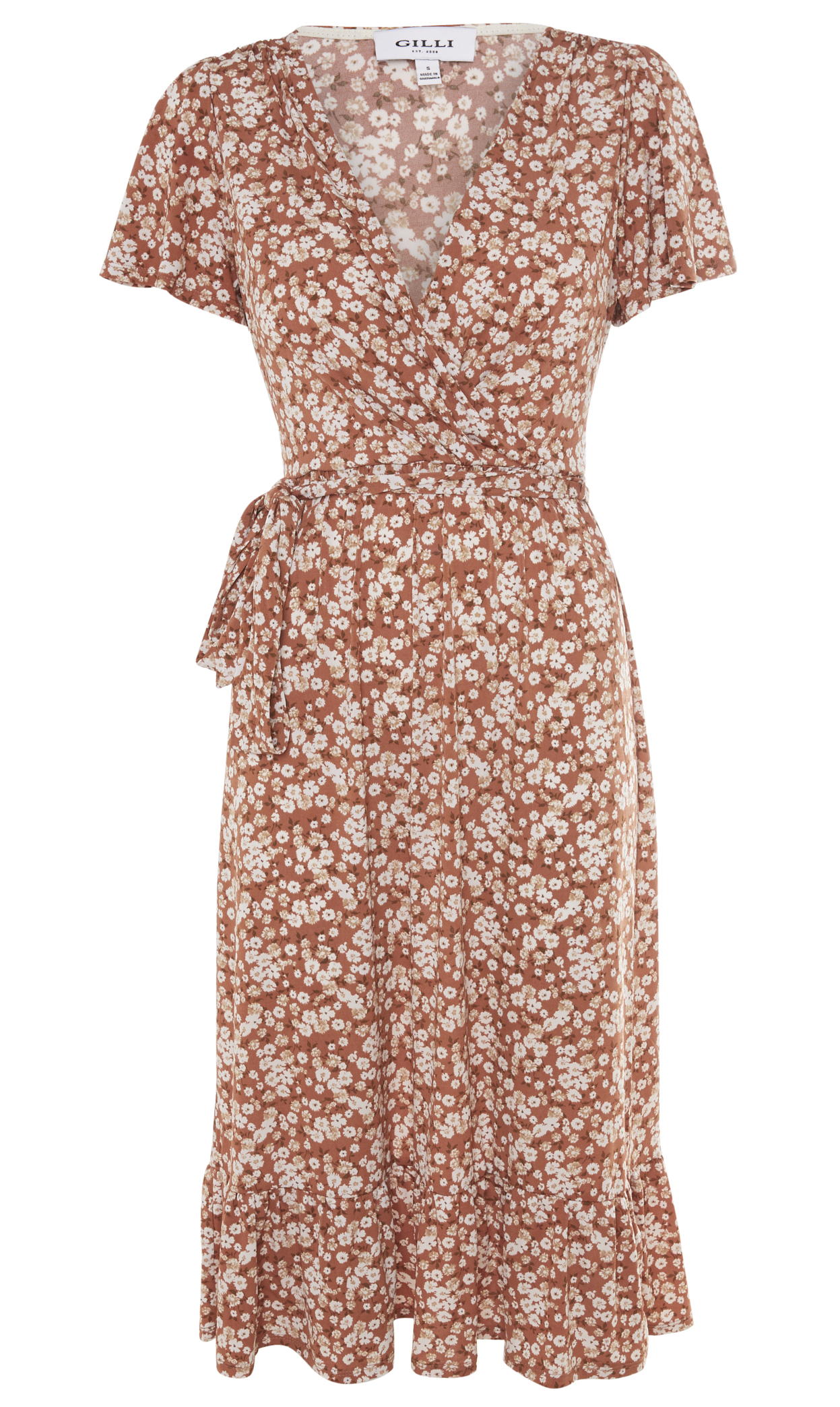 Faux Wrap Printed Midi Dress