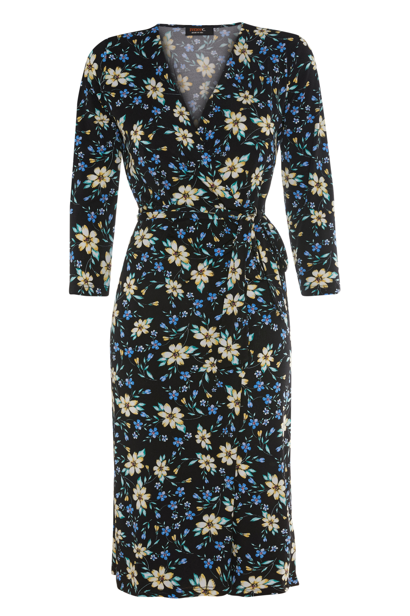 Printed Faux Wrap Dress