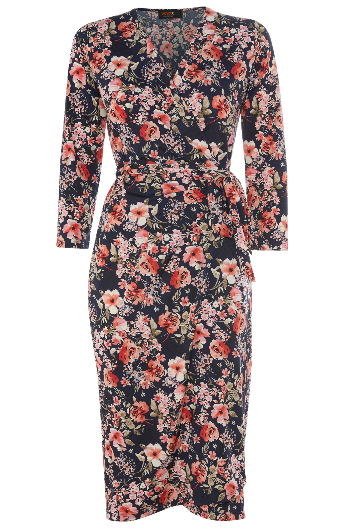 Printed Faux Wrap Dress