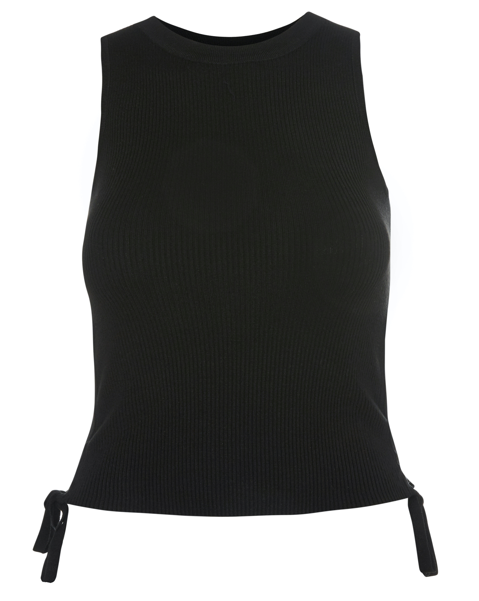 Ruched Side Knit Tank in Black S/M - M/L | DAILYLOOK