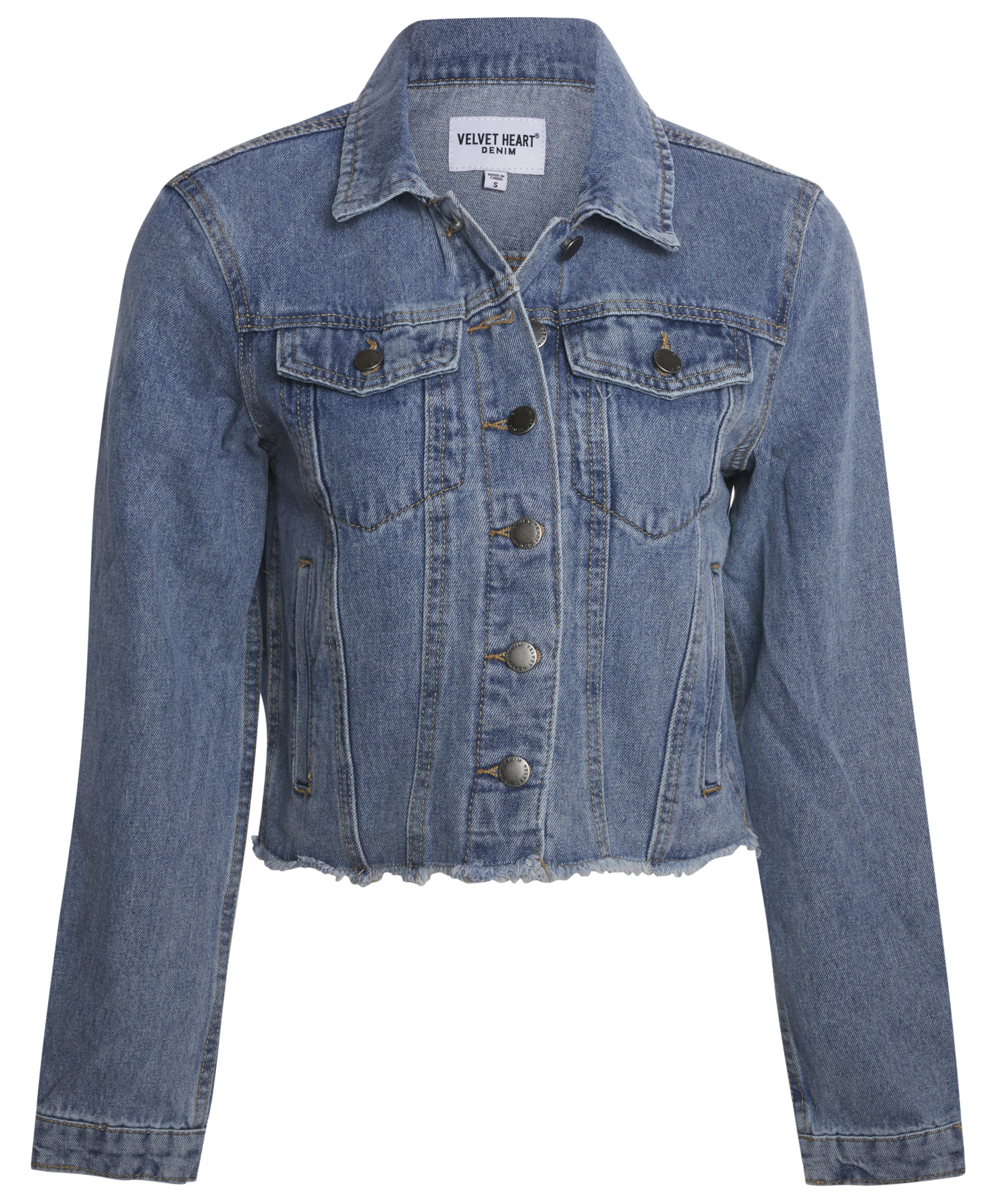 Velvet Heart Frayed Hem Denim Jacket