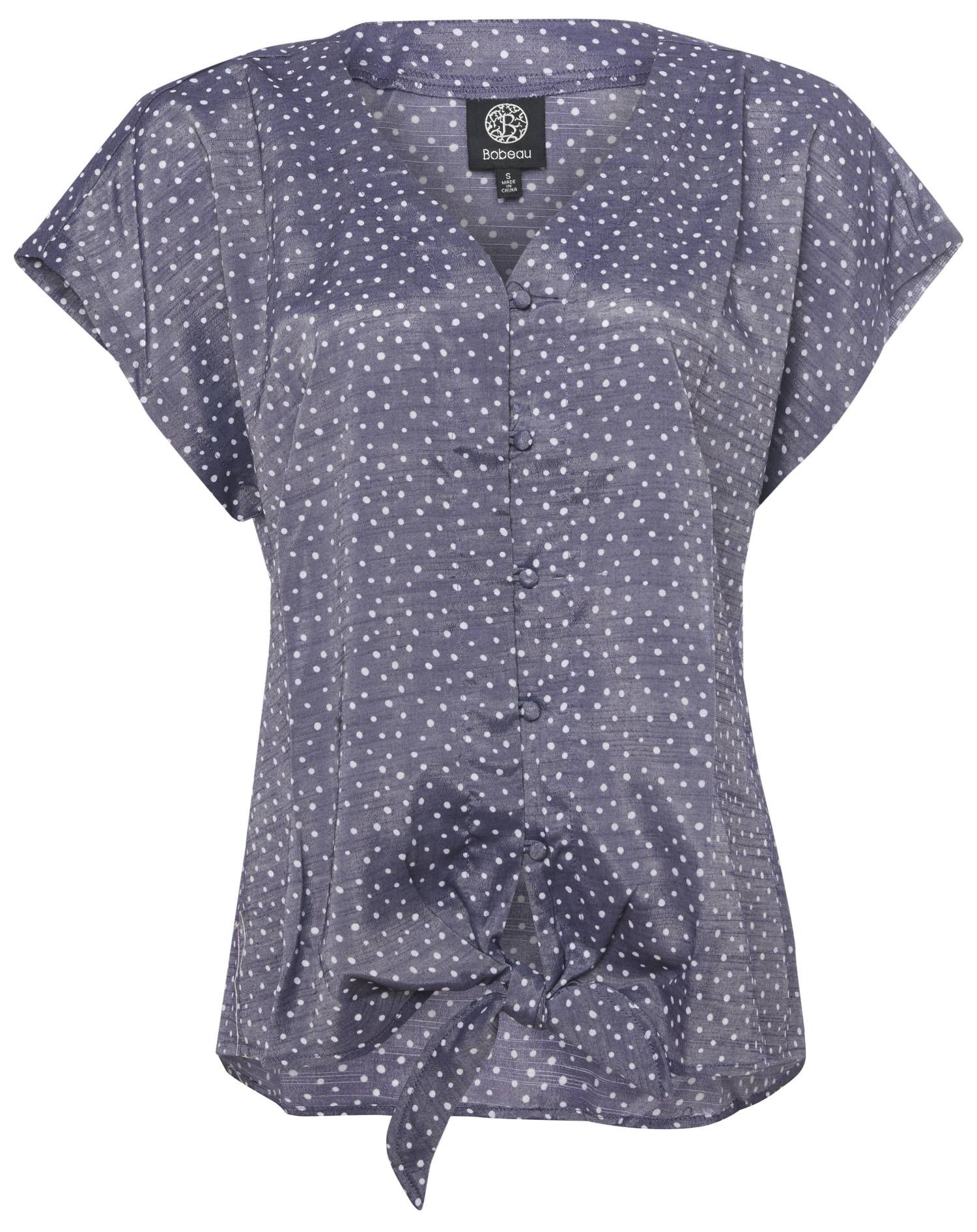 Polka Dot Tie Front Top