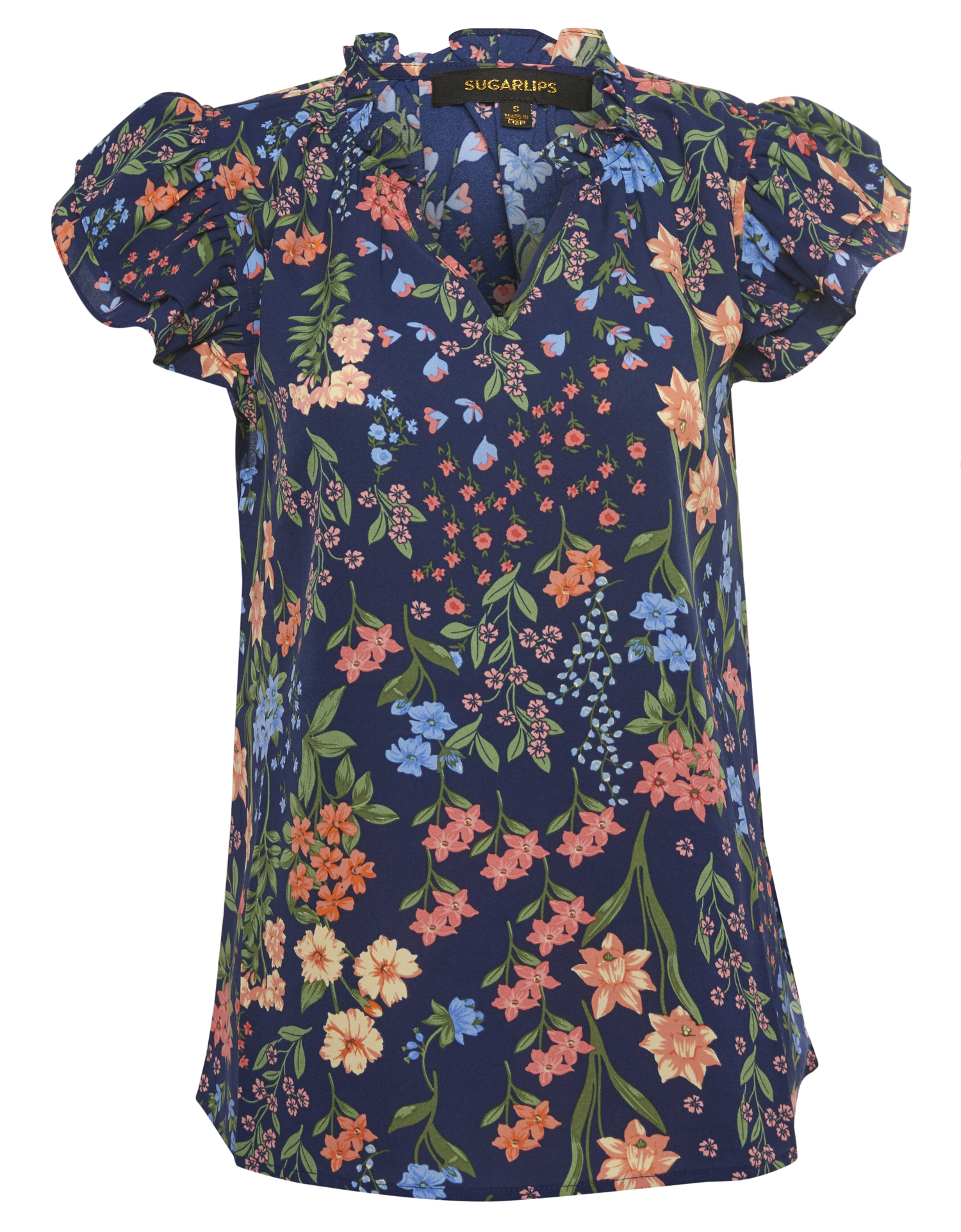 Printed Split Neck Top