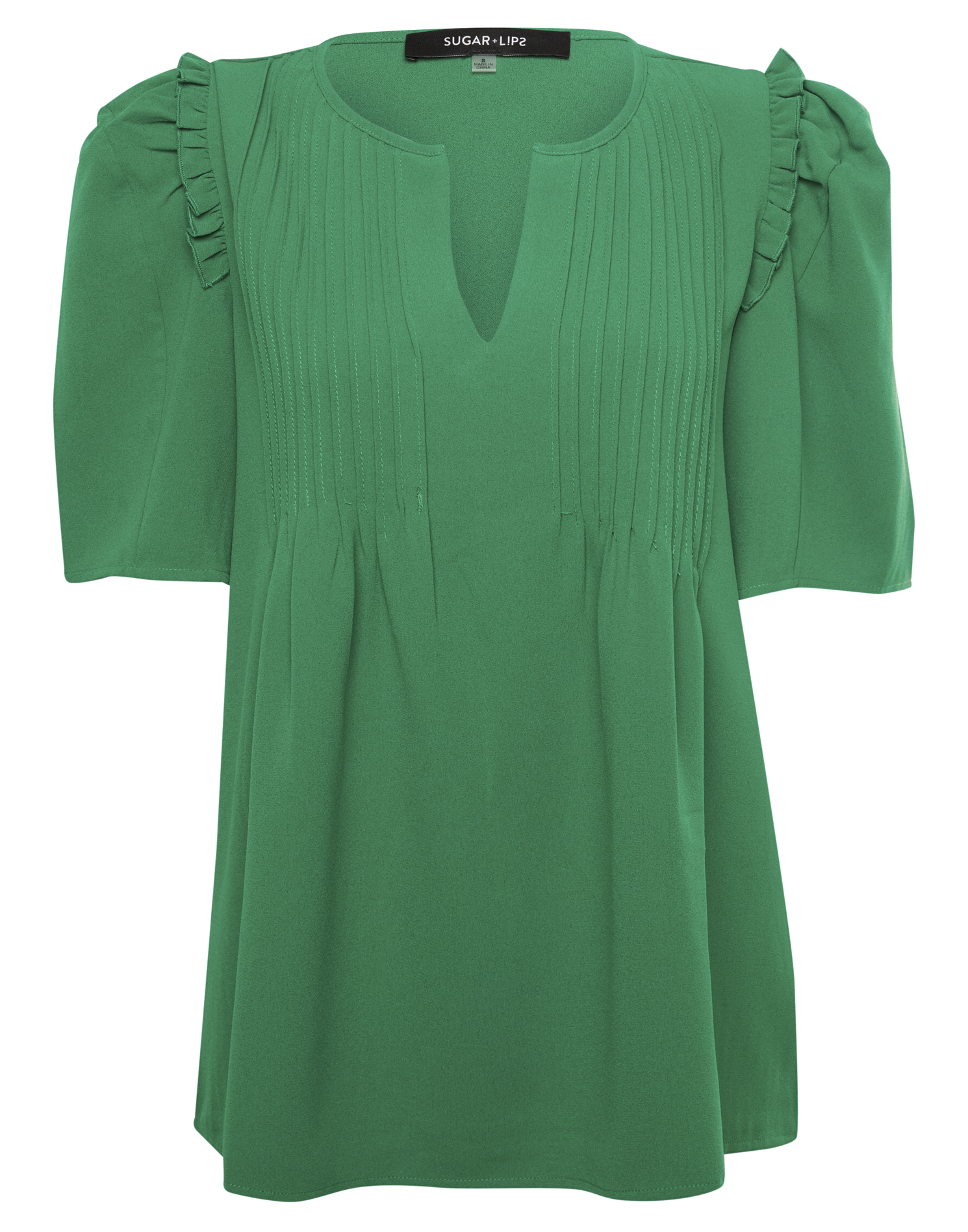 Split Neck Short Sleeve Top