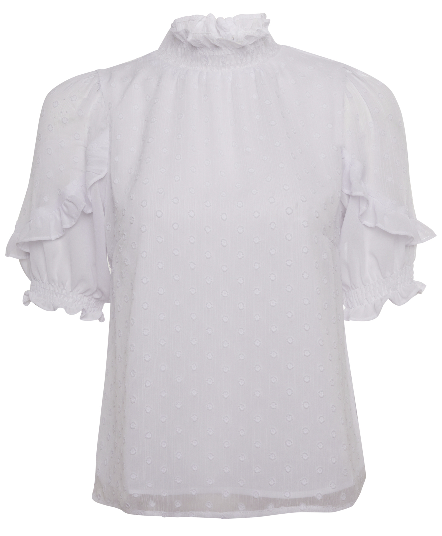 Swiss Dot Ruffled Detail Top