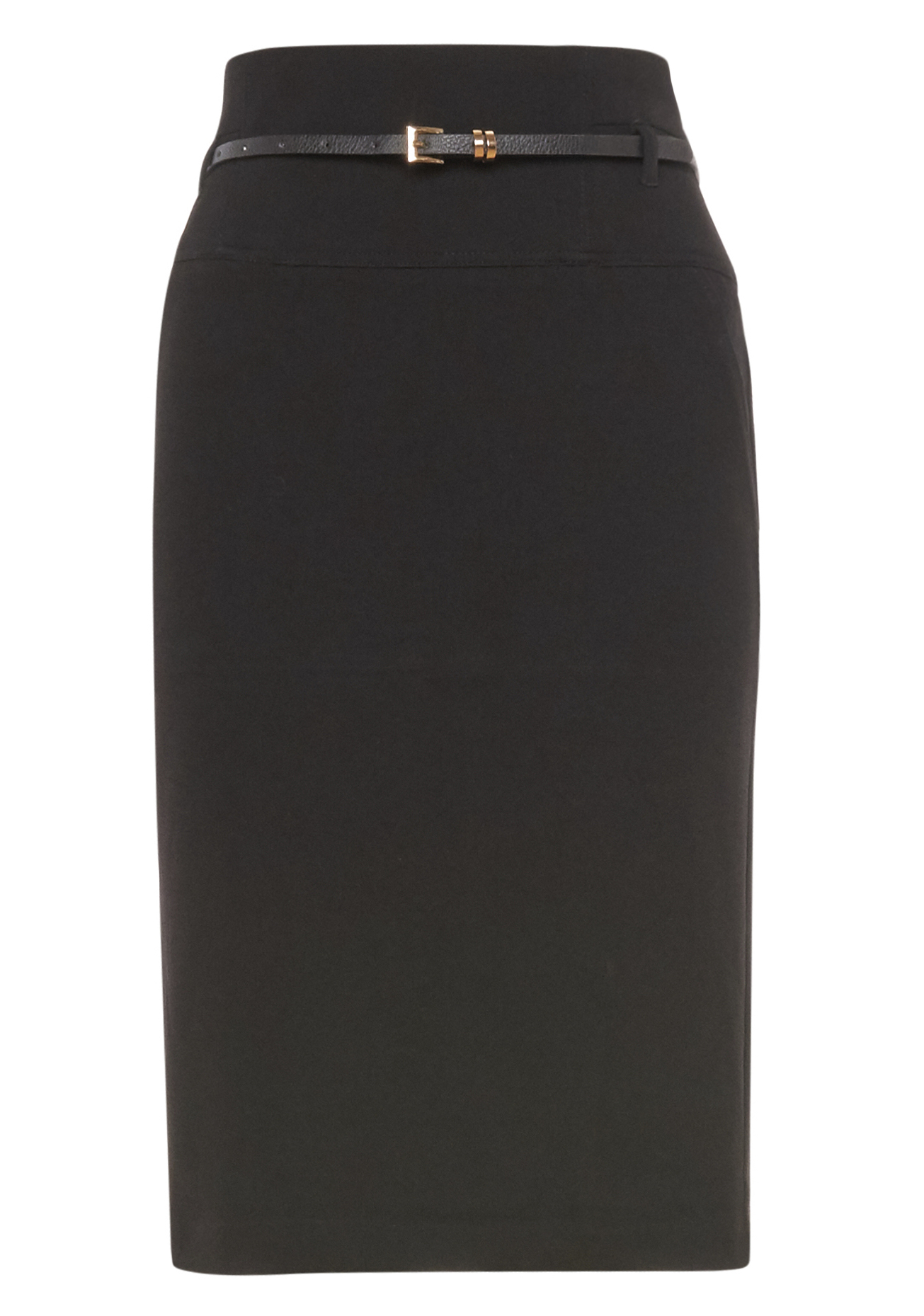 Crepe Pencil Skirt with Belt