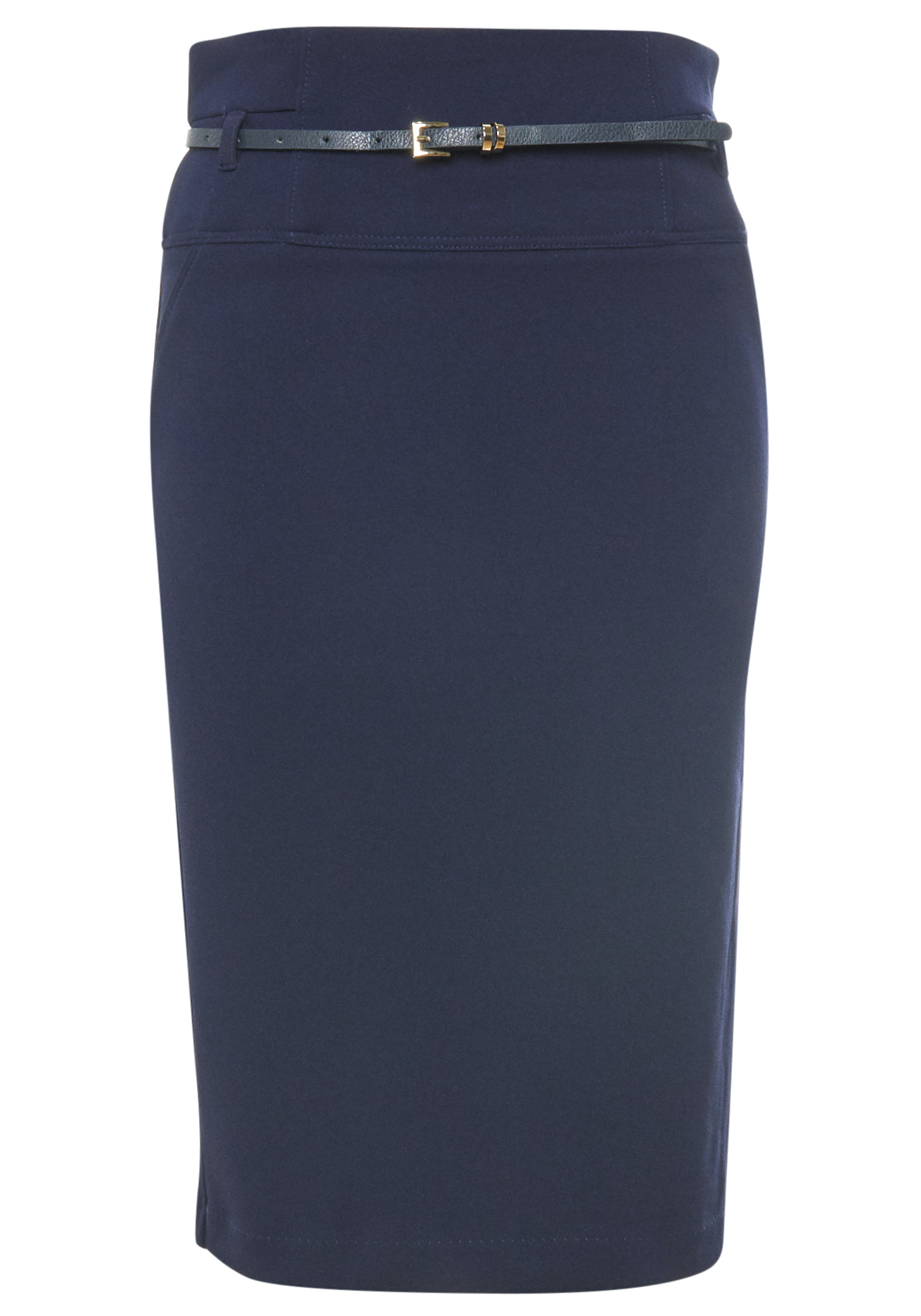 Crepe Pencil Skirt with Belt